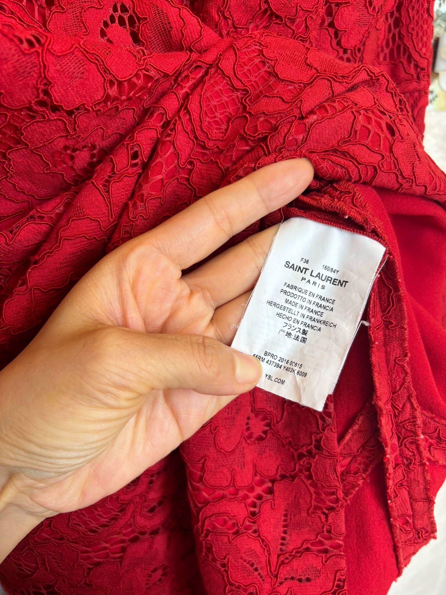 Saint Laurent Paris Saint Laurent Paris Red lace dress Size US 36 / EU 52 - 8 Thumbnail