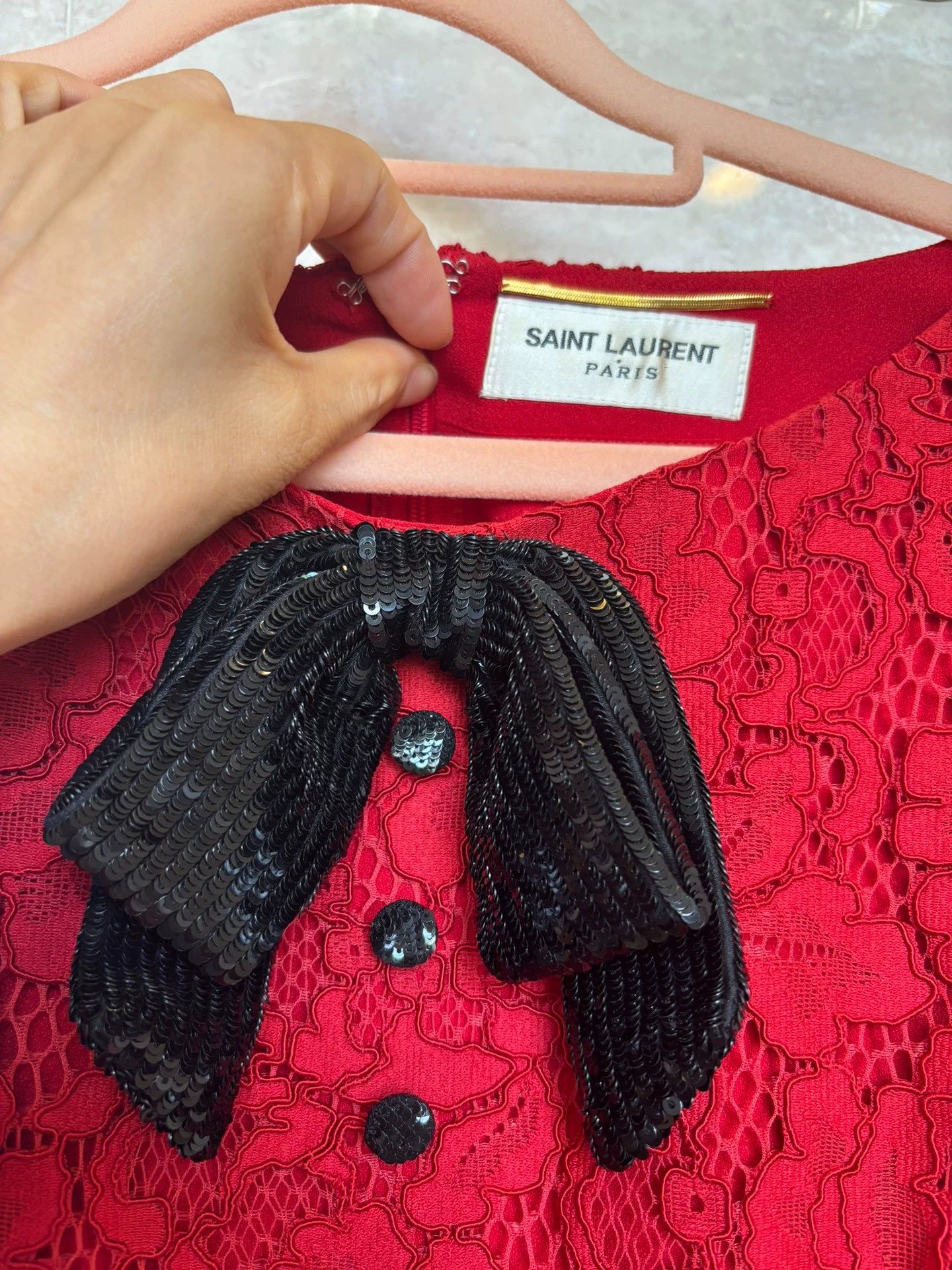 Saint Laurent Paris Saint Laurent Paris Red lace dress Size US 36 / EU 52 - 2 Thumbnail