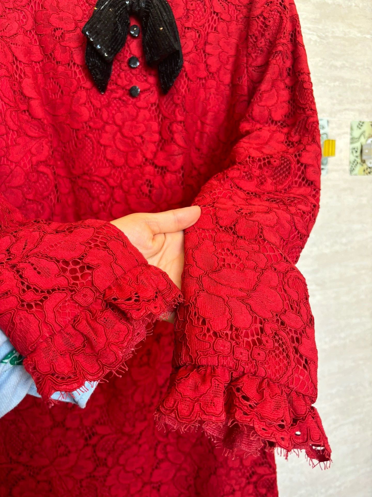 Saint Laurent Paris Saint Laurent Paris Red lace dress Size US 36 / EU 52 - 4 Thumbnail