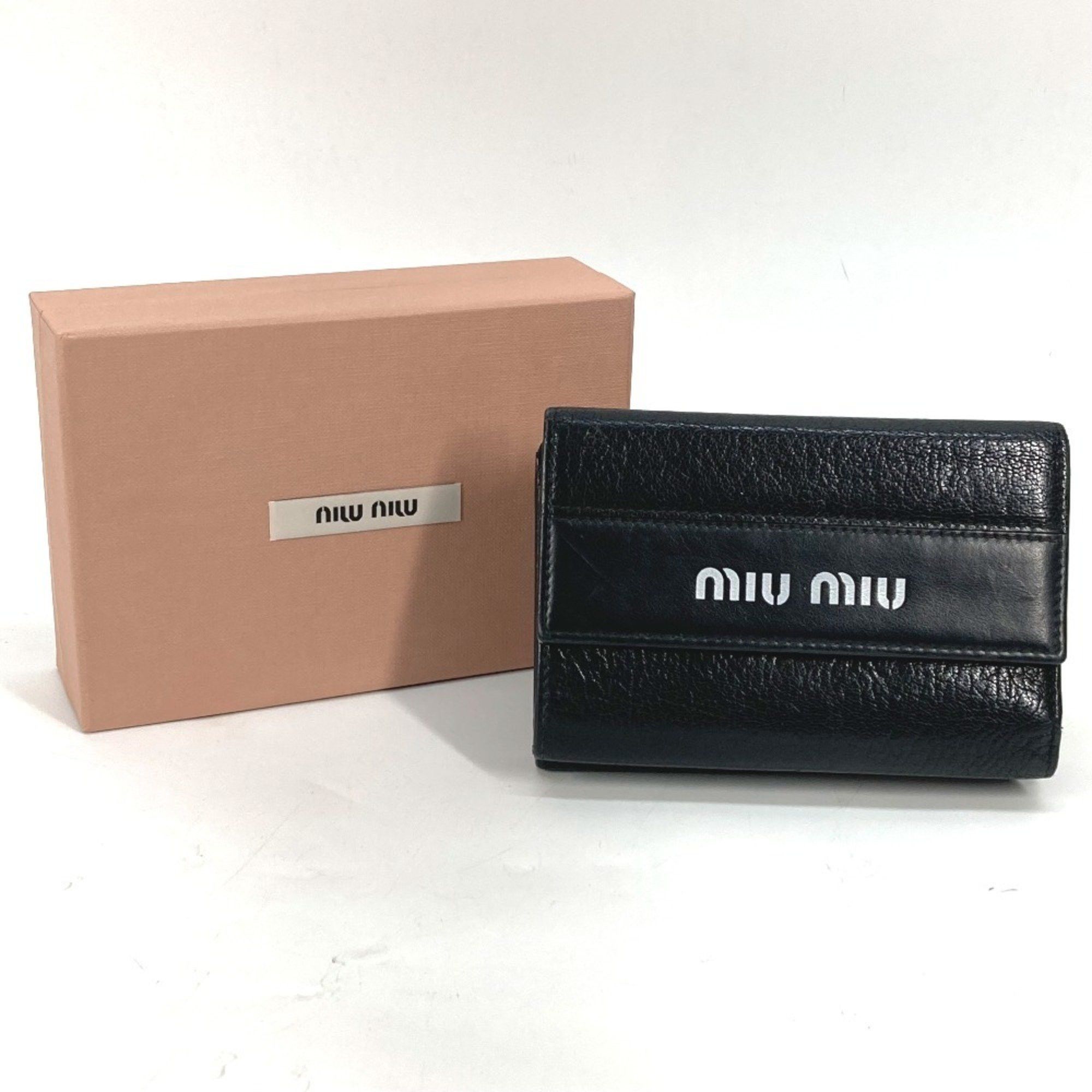 Miu Miu Miu Miu MIU 5ML014 Bicolor Compact Wallet Tri-fold Leather Women's Black Size ONE SIZE - 2 Thumbnail