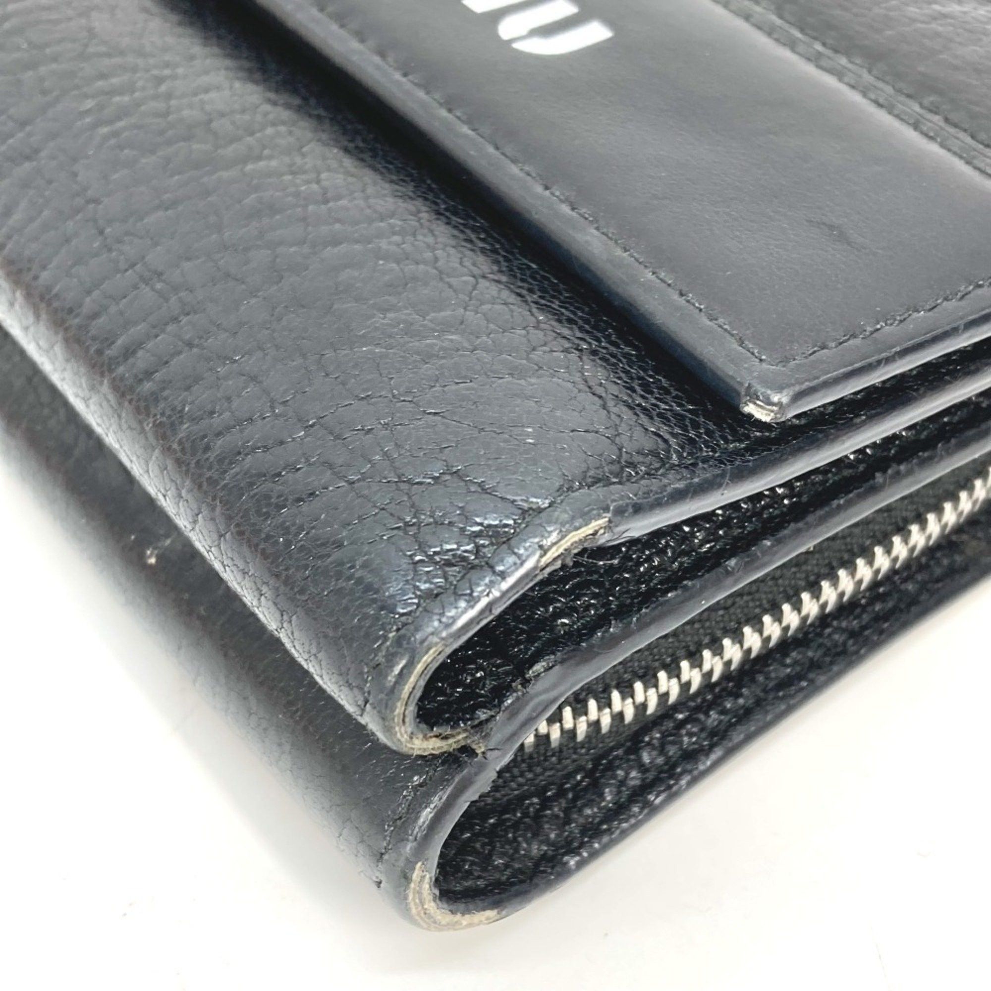 Miu Miu Miu Miu MIU 5ML014 Bicolor Compact Wallet Tri-fold Leather Women's Black Size ONE SIZE - 6 Thumbnail