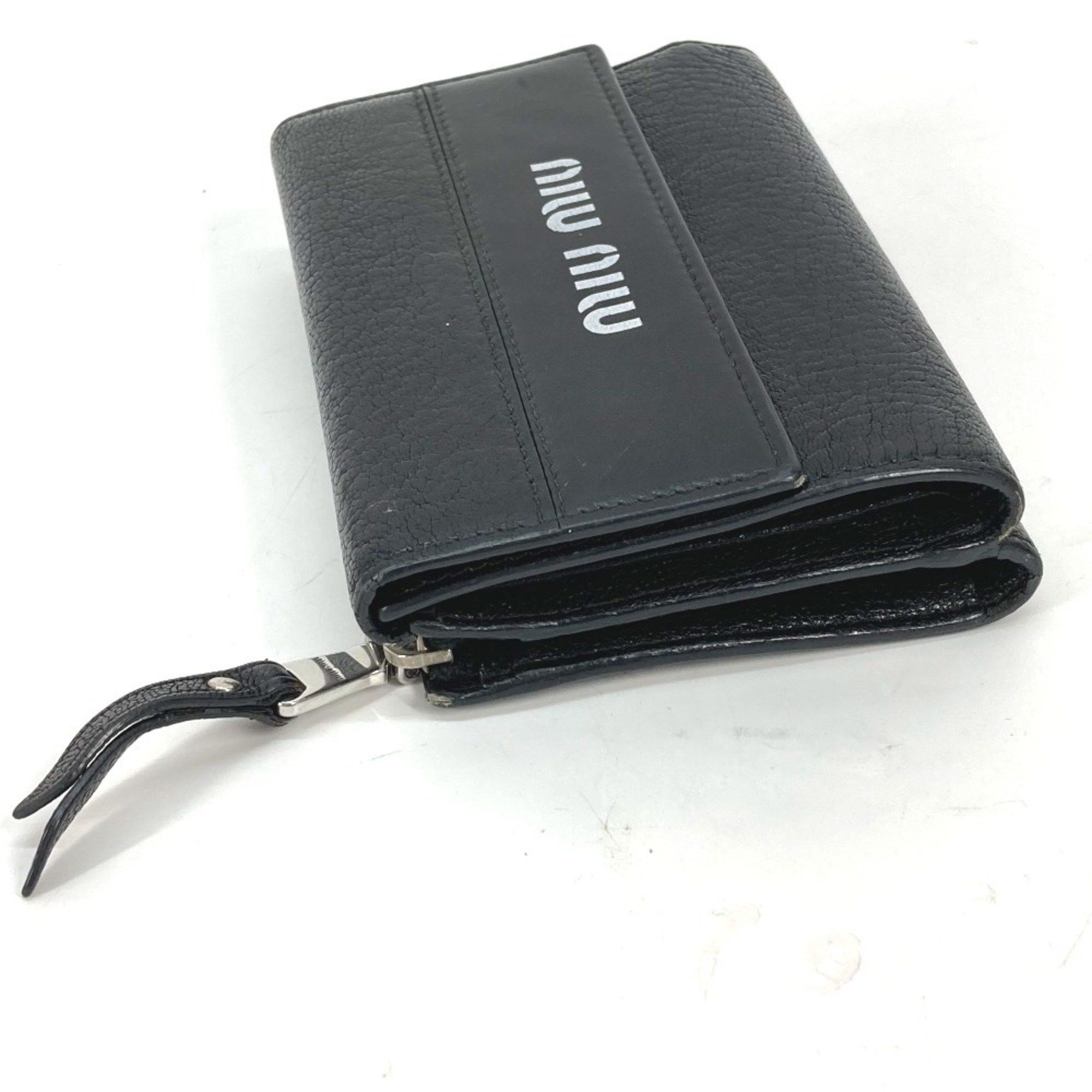 Miu Miu Miu Miu MIU 5ML014 Bicolor Compact Wallet Tri-fold Leather Women's Black Size ONE SIZE - 3 Thumbnail