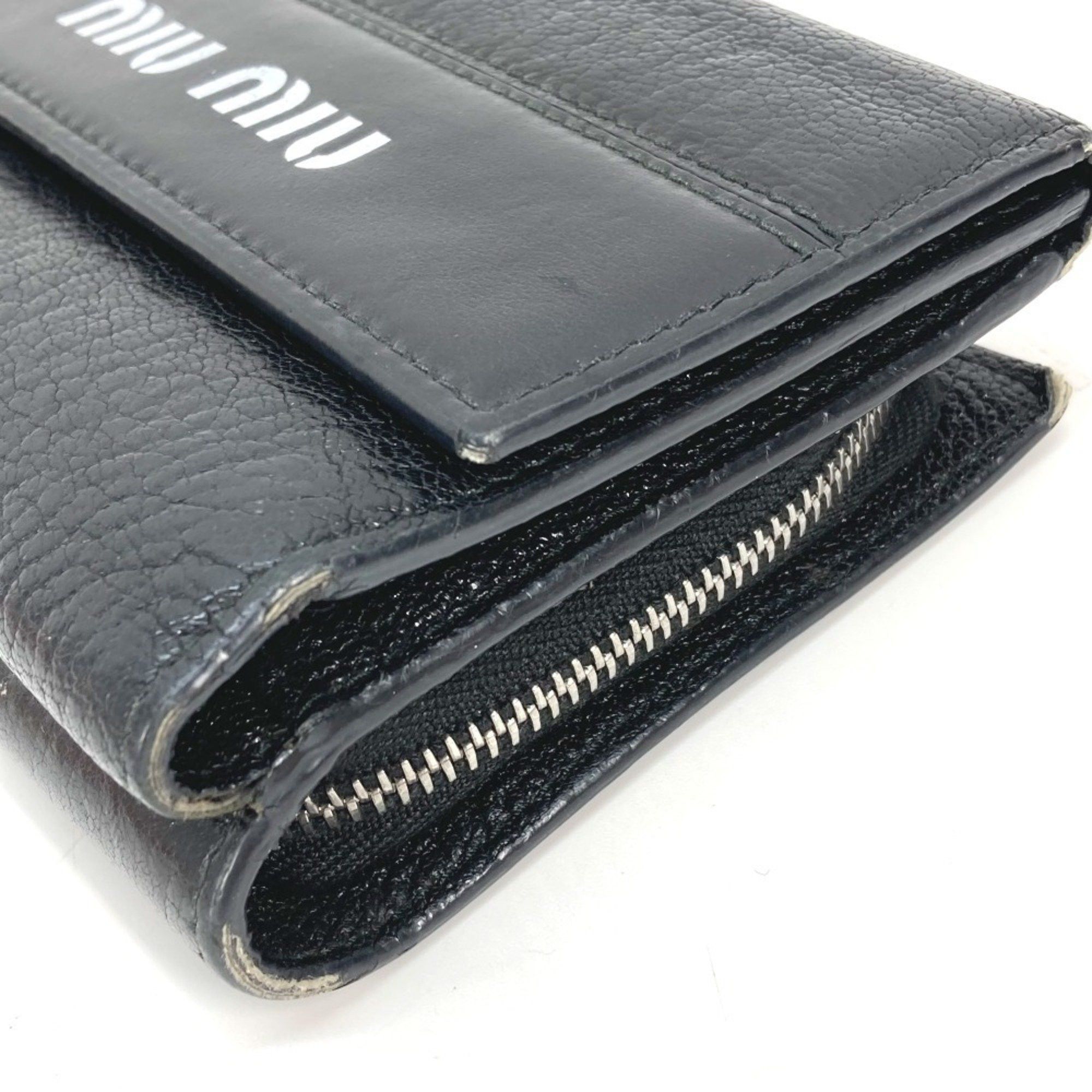Miu Miu Miu Miu MIU 5ML014 Bicolor Compact Wallet Tri-fold Leather Women's Black Size ONE SIZE - 5 Thumbnail