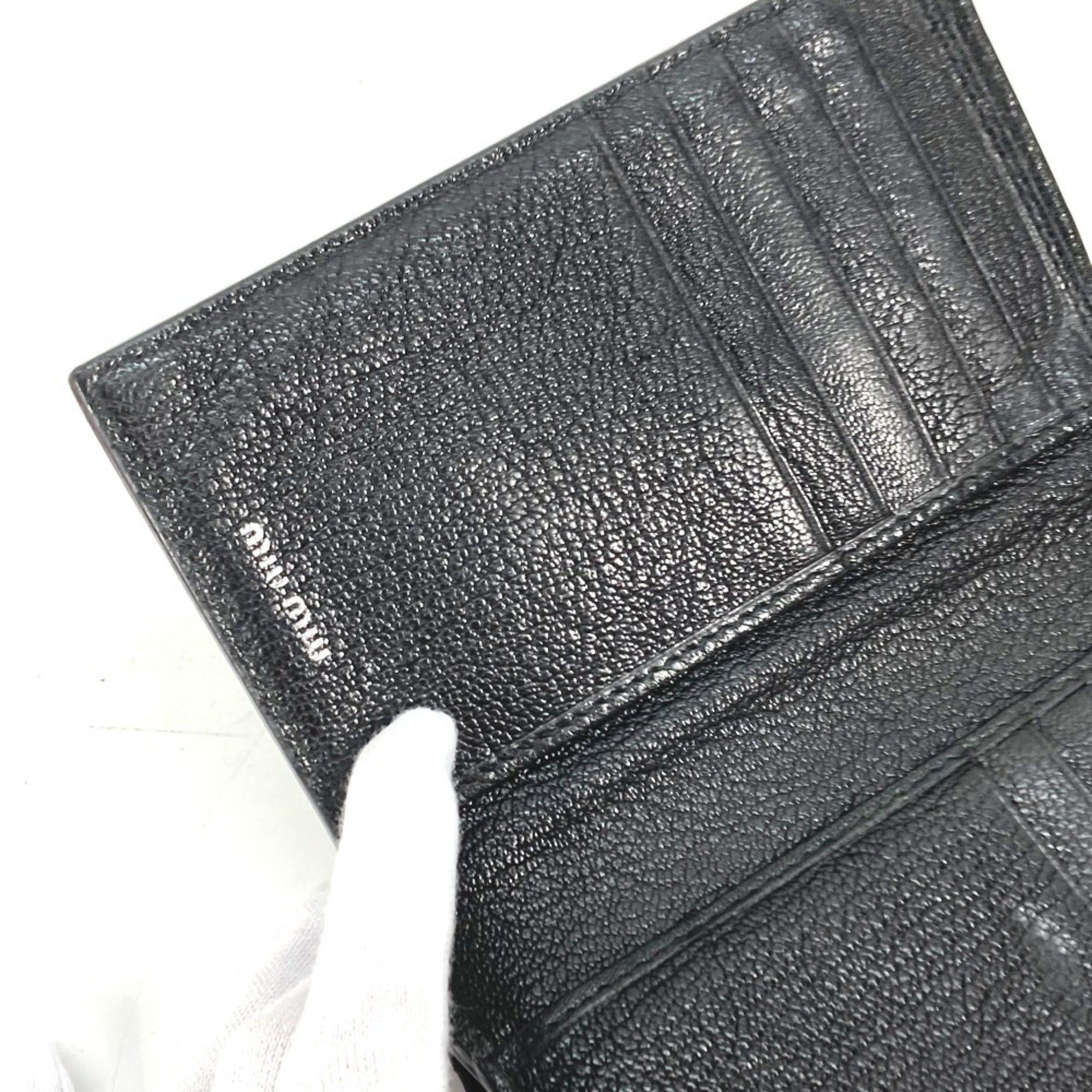 Miu Miu Miu Miu MIU 5ML014 Bicolor Compact Wallet Tri-fold Leather Women's Black Size ONE SIZE - 10 Thumbnail