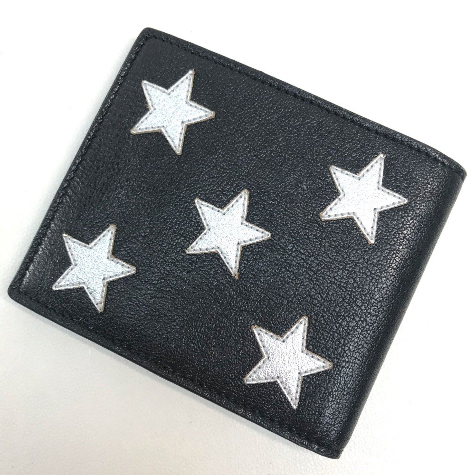 Saint Laurent Paris Saint Laurent Paris 361320 Star Patchwork Bi-fold Wallet Leather Men's Black x Silver Size ONE SIZE - 2 Thumbnail
