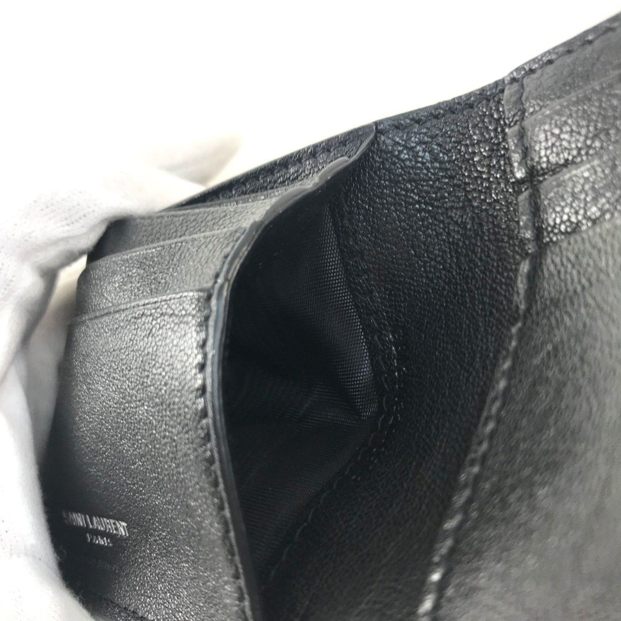 Saint Laurent Paris Saint Laurent Paris 361320 Star Patchwork Bi-fold Wallet Leather Men's Black x Silver Size ONE SIZE - 8 Thumbnail