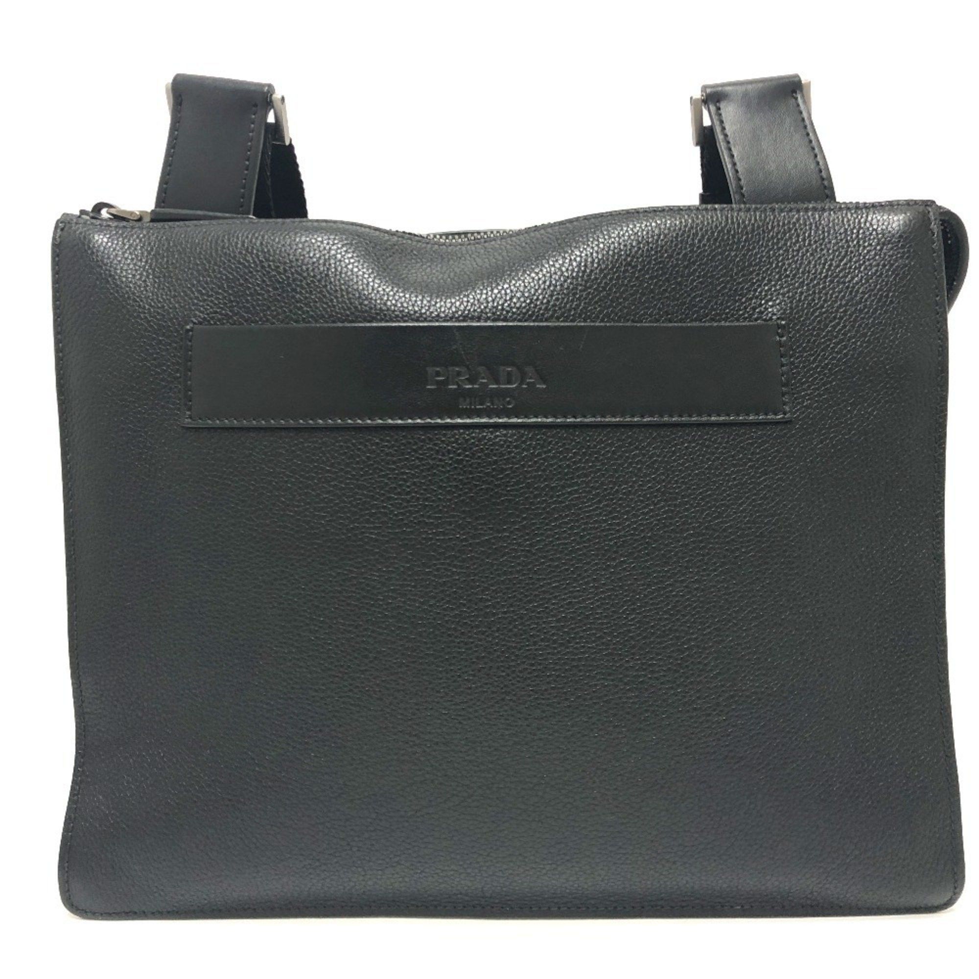 Prada Prada 2VH013 Triangle Plate Bag Shoulder Leather Men's Black Size ONE SIZE - 7 Thumbnail