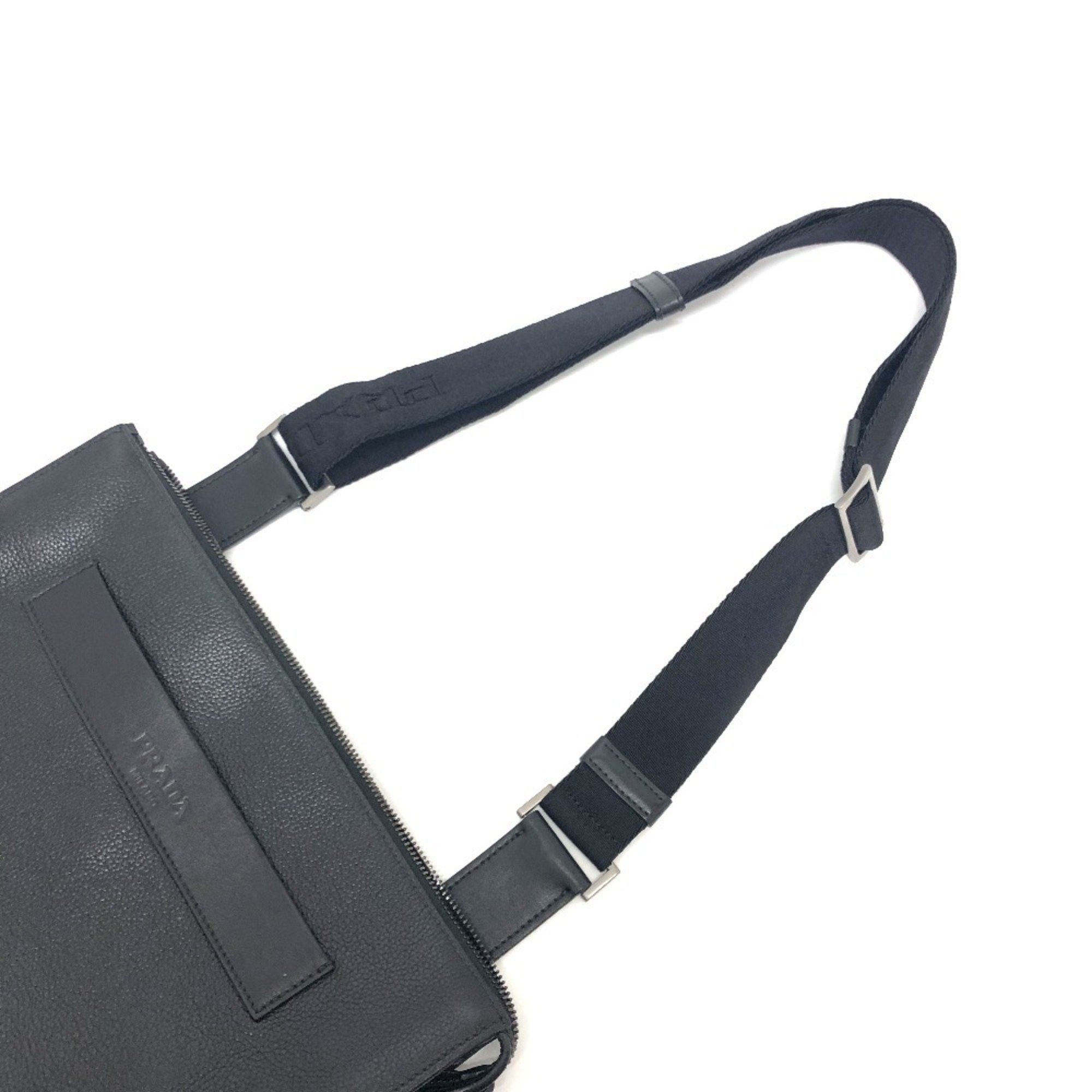 Prada Prada 2VH013 Triangle Plate Bag Shoulder Leather Men's Black Size ONE SIZE - 10 Thumbnail