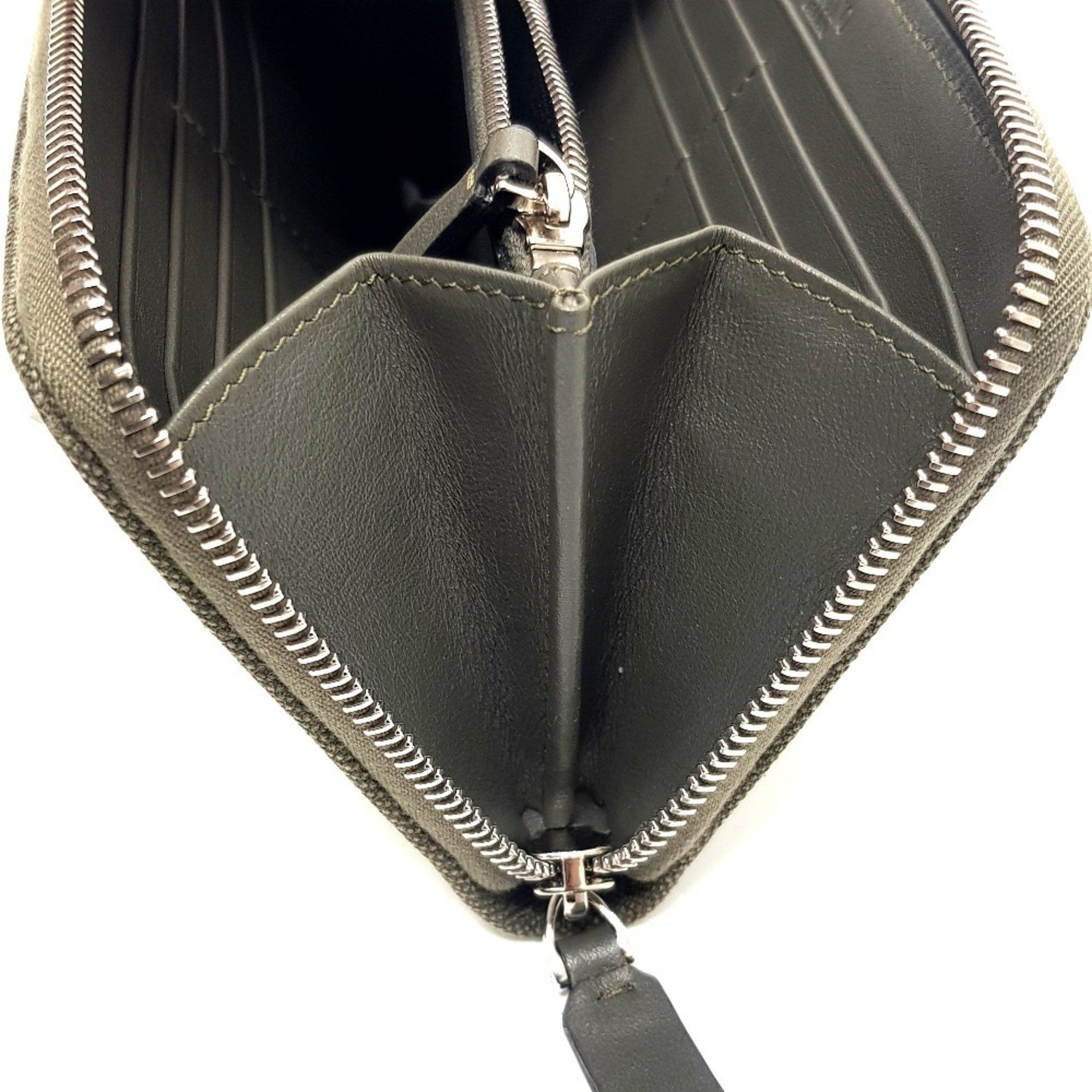Valentino Valentino Garavani Studded VLTN Print Round Long Wallet Canvas x Leather Men's Women's Khaki White Size ONE SIZE - 10 Thumbnail