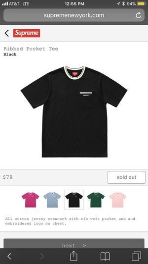 Supreme ribbed hot sale pocket tee