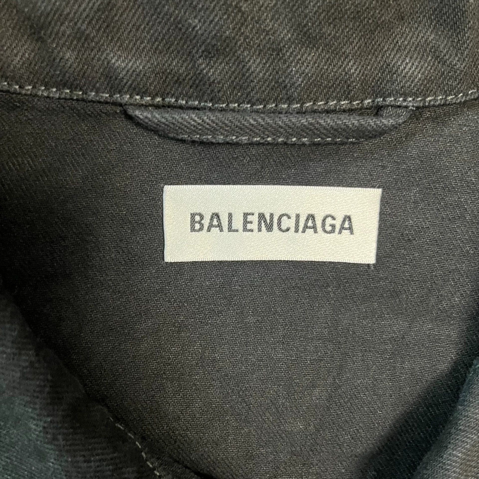 Balenciaga Balenciaga rhinestone logo washed and worn denim jacket Size US S / EU 44-46 / 1 - 4 Thumbnail