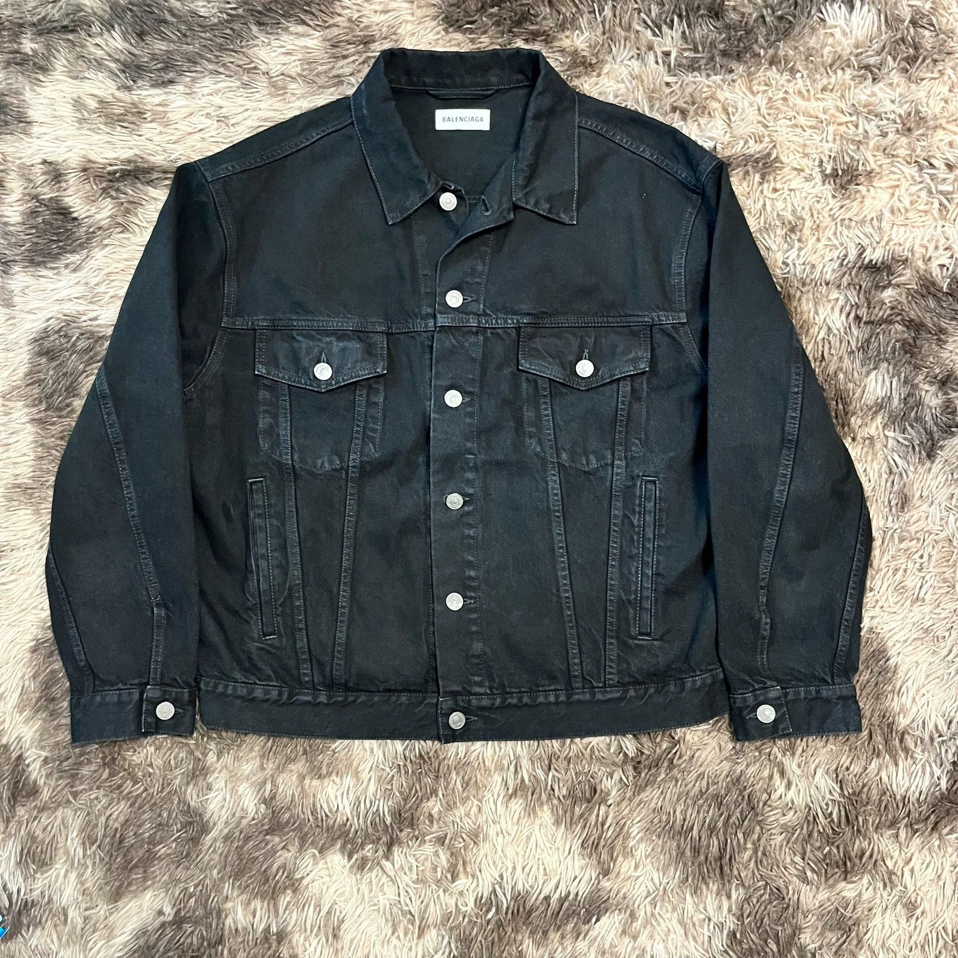 Balenciaga Balenciaga rhinestone logo washed and worn denim jacket Size US S / EU 44-46 / 1 - 2 Thumbnail