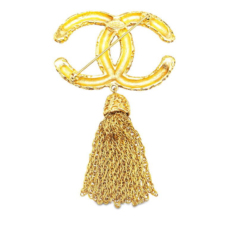 Chanel Chanel Chanel Vintage Coco Mark Lava Tassel Brooch Metal Brooch 93A Size ONE SIZE - 2 Thumbnail