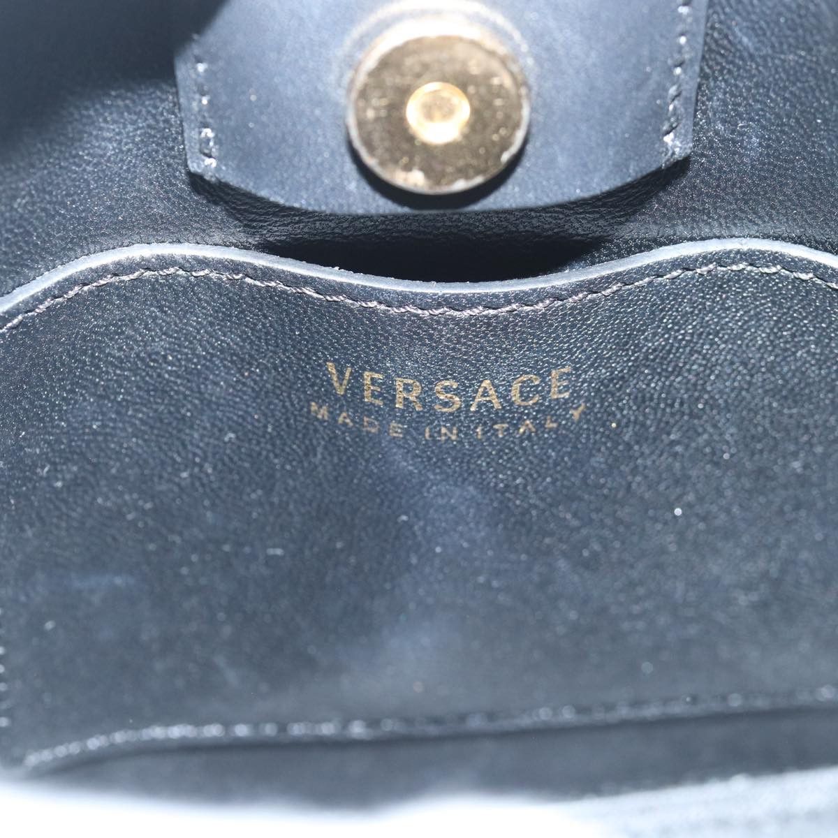 Versace Virtus Black Leather Handbag (Pre-Owned) Size ONE SIZE - 7 Thumbnail