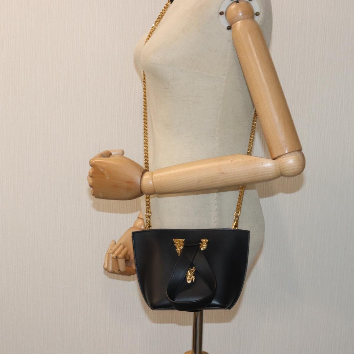 Versace Virtus Black Leather Handbag (Pre-Owned) Size ONE SIZE - 6 Thumbnail