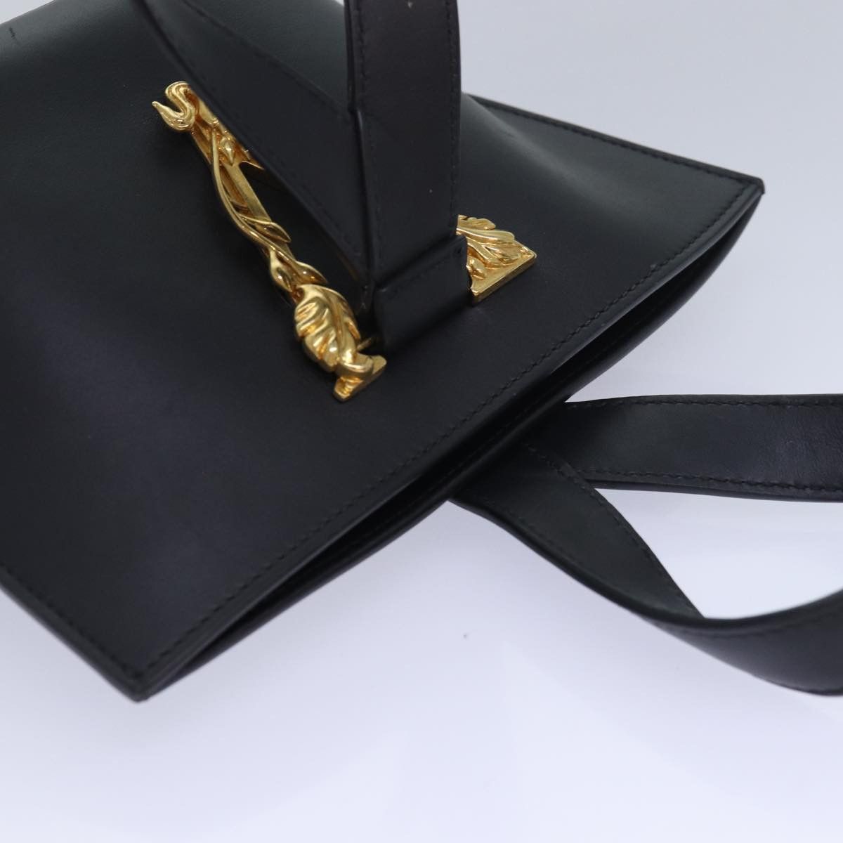 Versace Virtus Black Leather Handbag (Pre-Owned) Size ONE SIZE - 4 Thumbnail