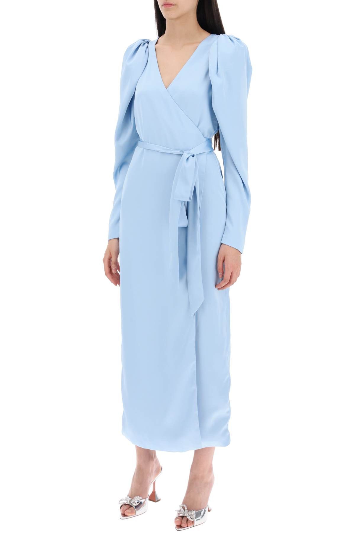 ROTATE ROTATE Satin Wrap Midi Dress With A Crossover Size XS / US 0-2 / IT 36-38 - 4 Thumbnail