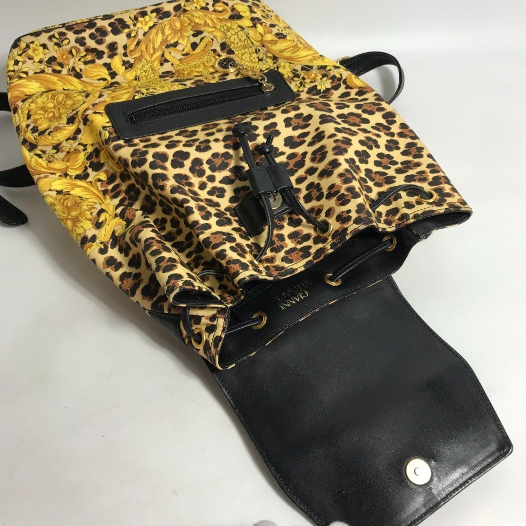 Versace VERSACE Leopard Backpack Leather Women's Yellow Size ONE SIZE - 10 Thumbnail