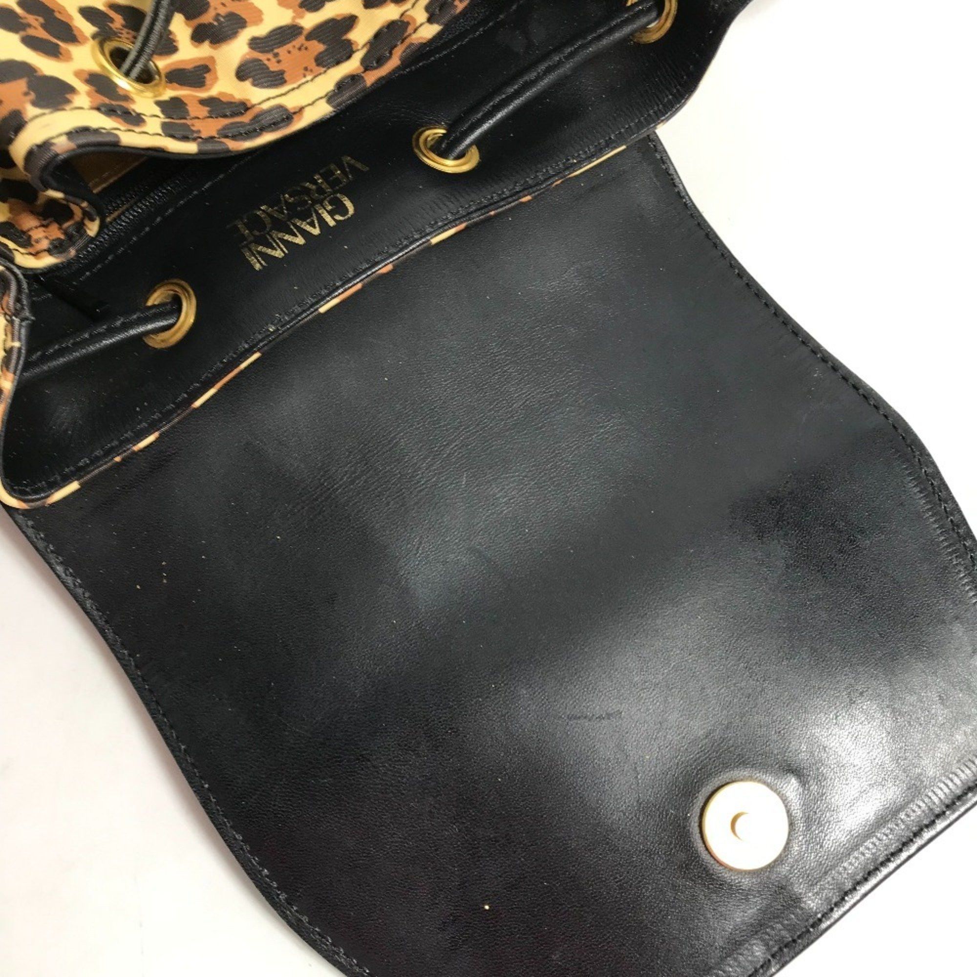 Versace VERSACE Leopard Backpack Leather Women's Yellow Size ONE SIZE - 11 Thumbnail