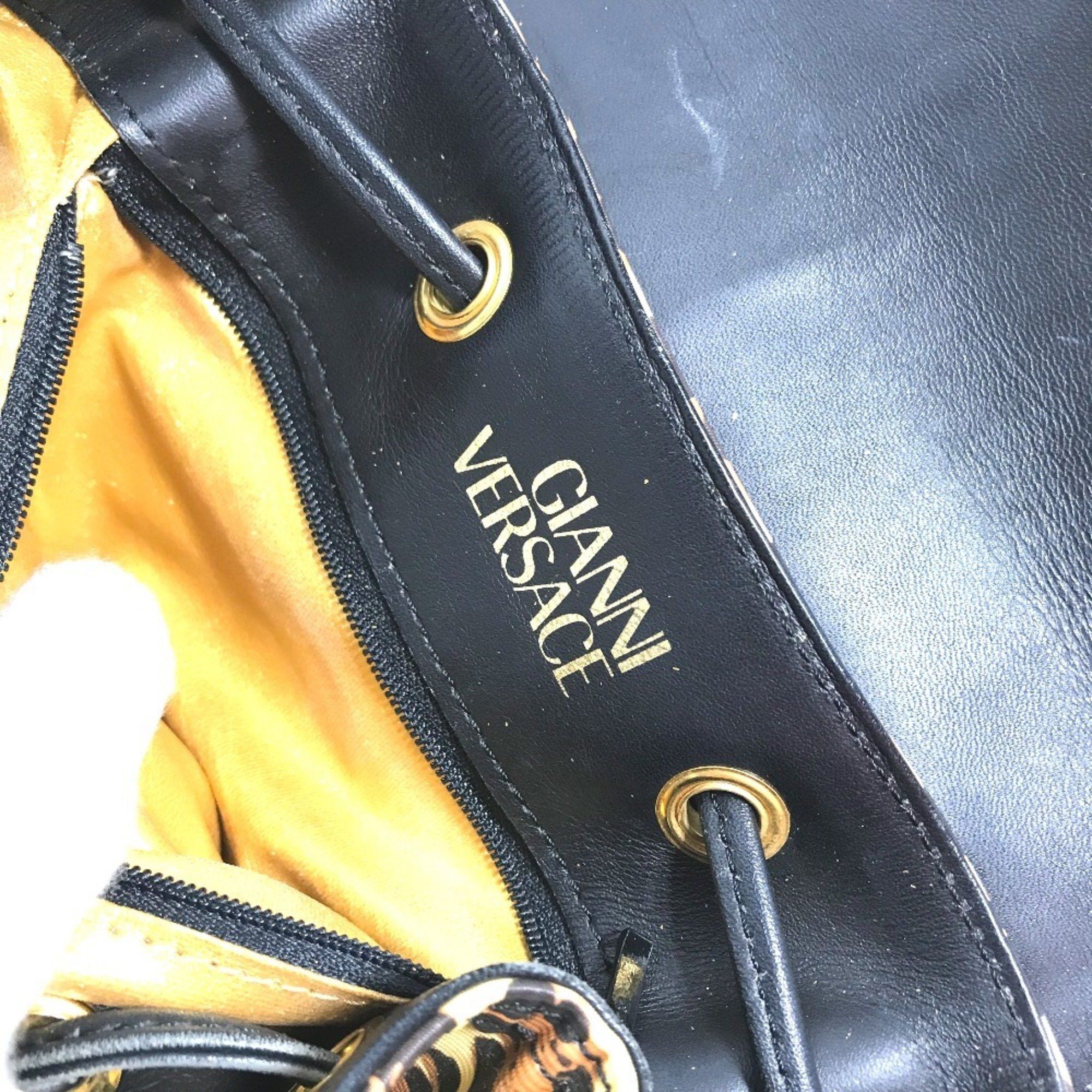 Versace VERSACE Leopard Backpack Leather Women's Yellow Size ONE SIZE - 16 Thumbnail