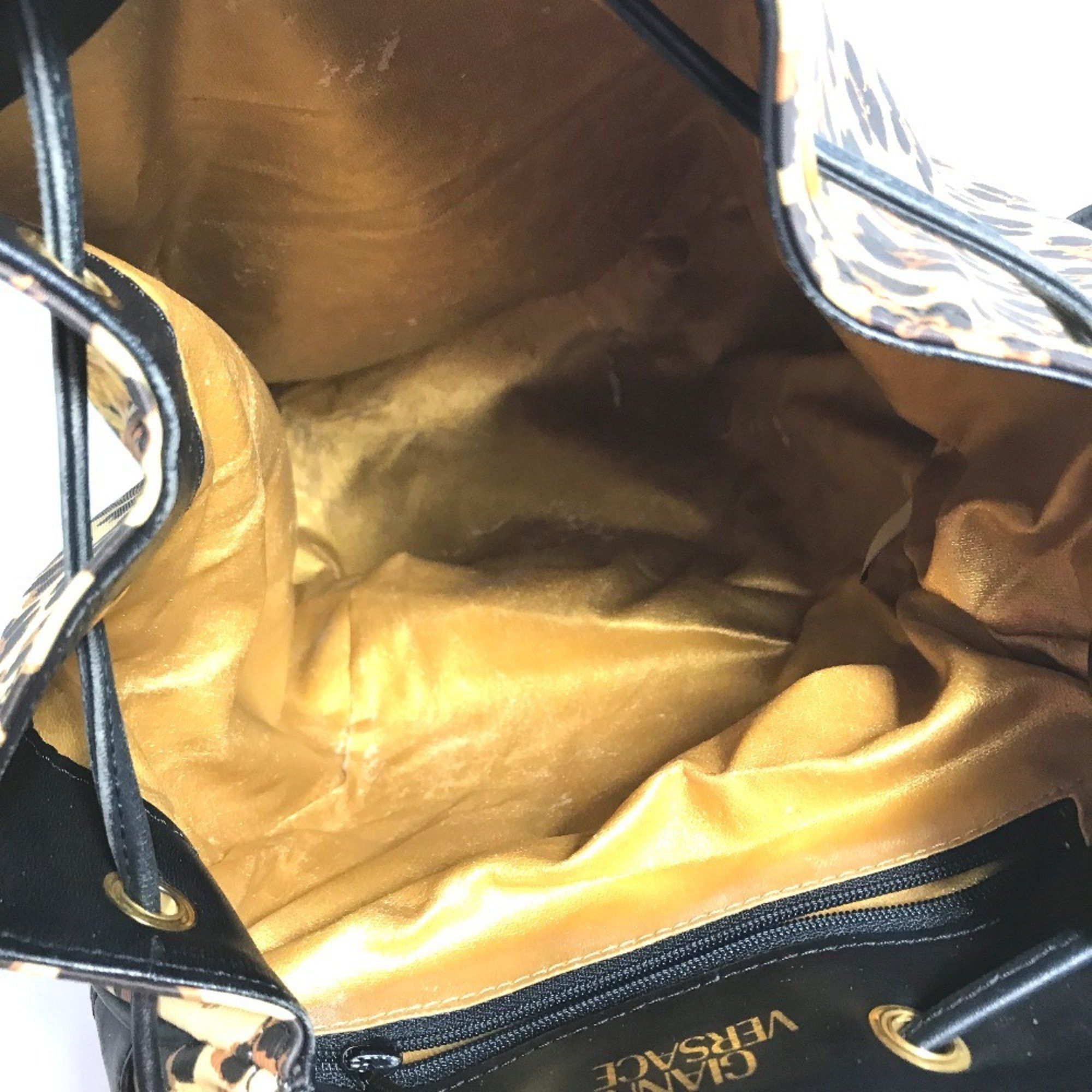 Versace VERSACE Leopard Backpack Leather Women's Yellow Size ONE SIZE - 13 Thumbnail