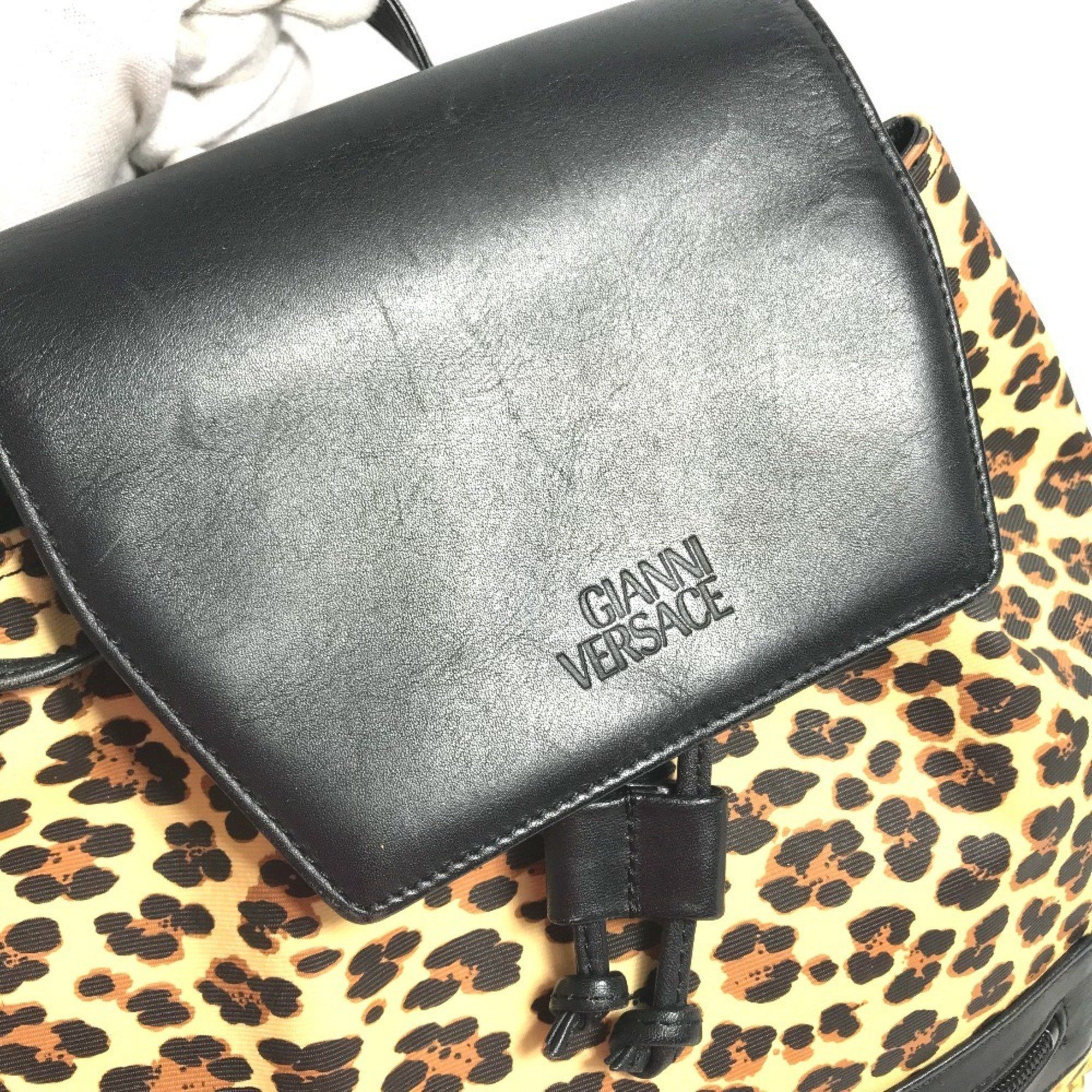 Versace VERSACE Leopard Backpack Leather Women's Yellow Size ONE SIZE - 9 Thumbnail