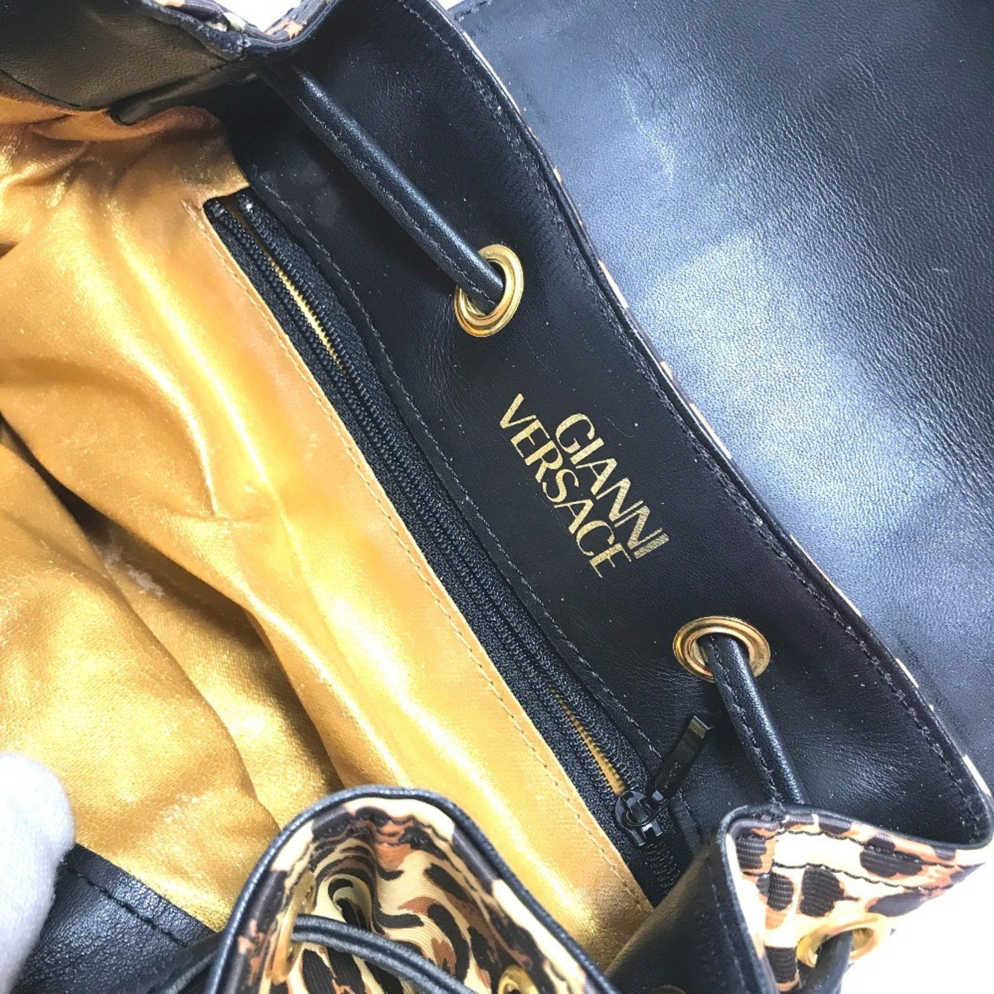 Versace VERSACE Leopard Backpack Leather Women's Yellow Size ONE SIZE - 12 Thumbnail