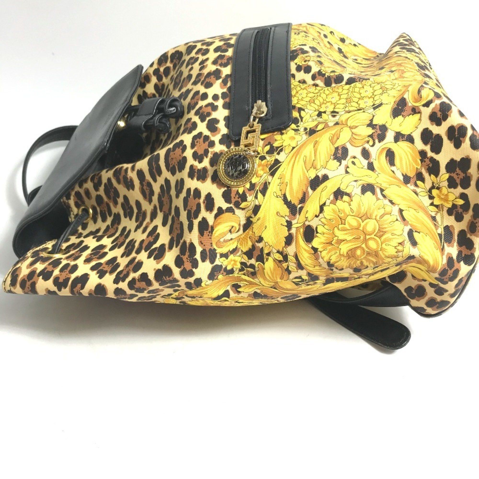 Versace VERSACE Leopard Backpack Leather Women's Yellow Size ONE SIZE - 6 Thumbnail