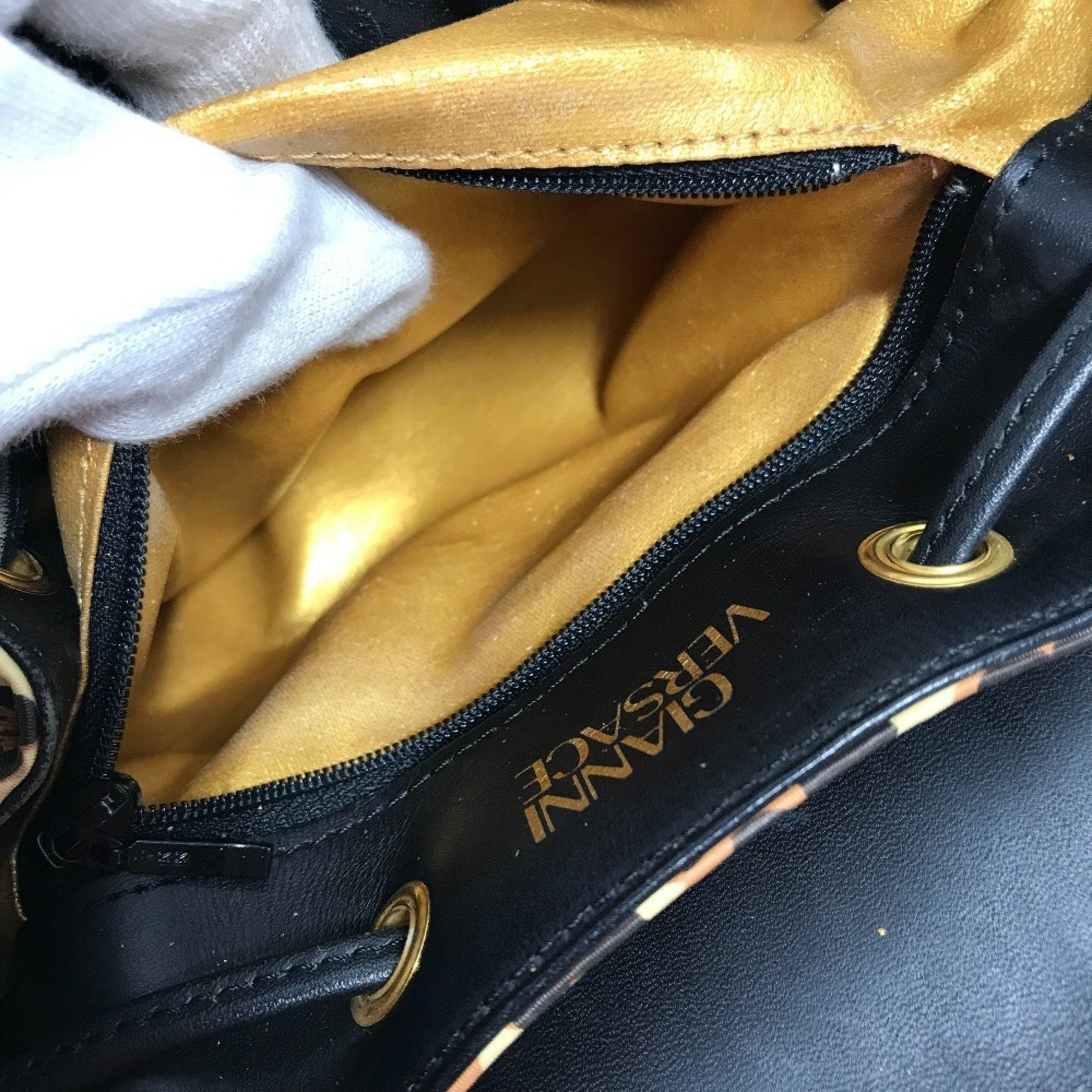 Versace VERSACE Leopard Backpack Leather Women's Yellow Size ONE SIZE - 15 Thumbnail