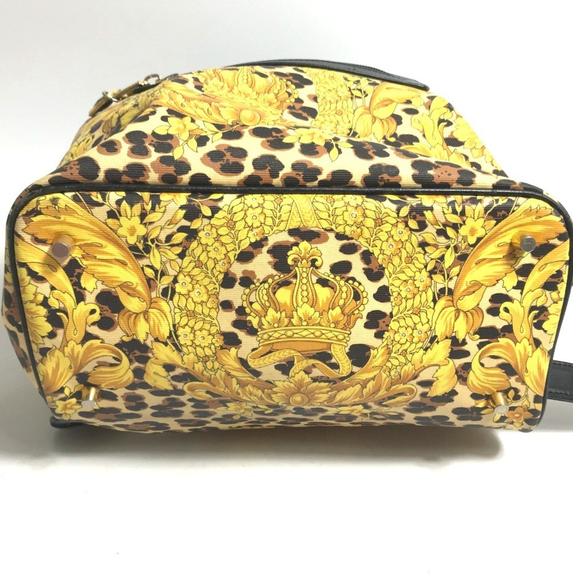 Versace VERSACE Leopard Backpack Leather Women's Yellow Size ONE SIZE - 4 Thumbnail