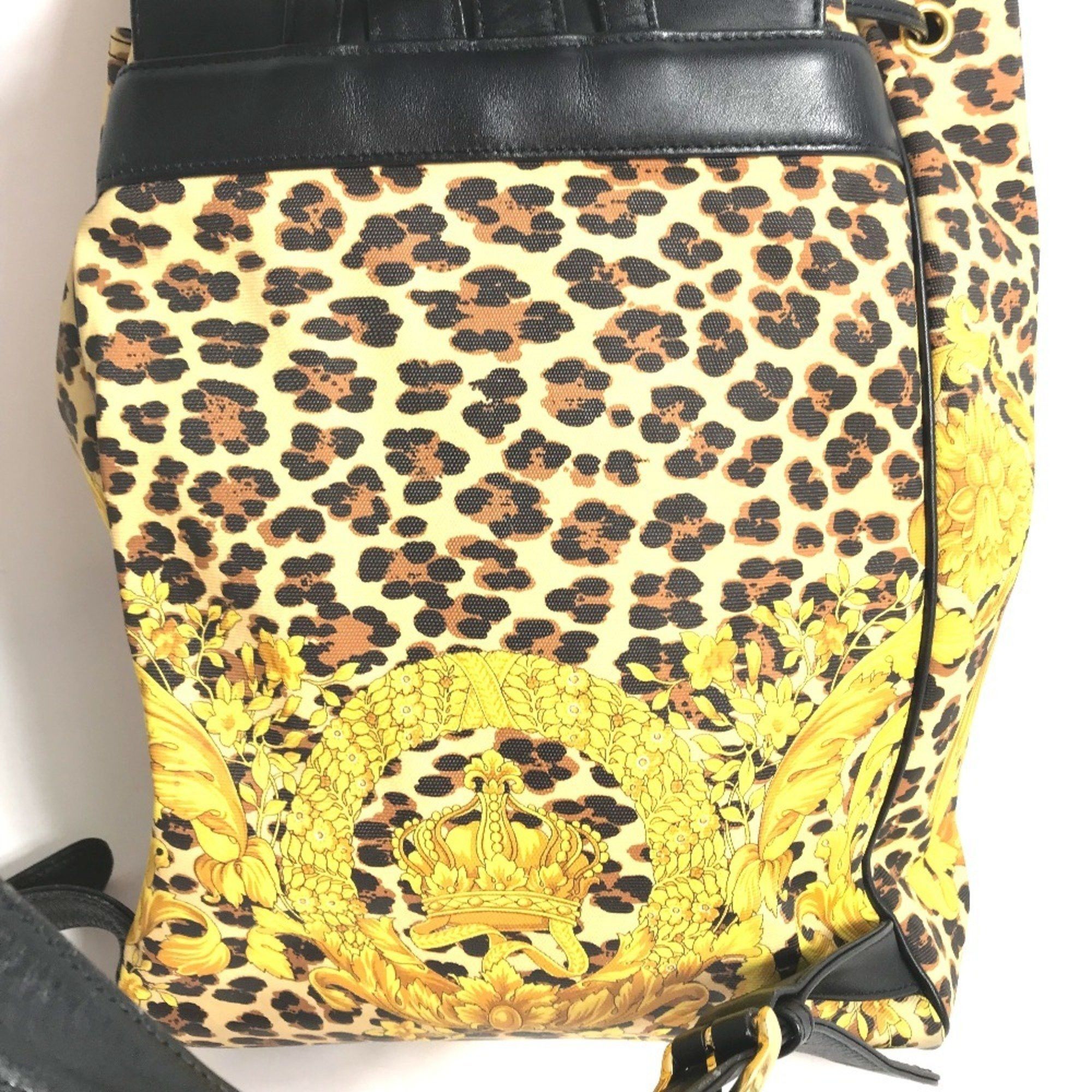 Versace VERSACE Leopard Backpack Leather Women's Yellow Size ONE SIZE - 2 Thumbnail