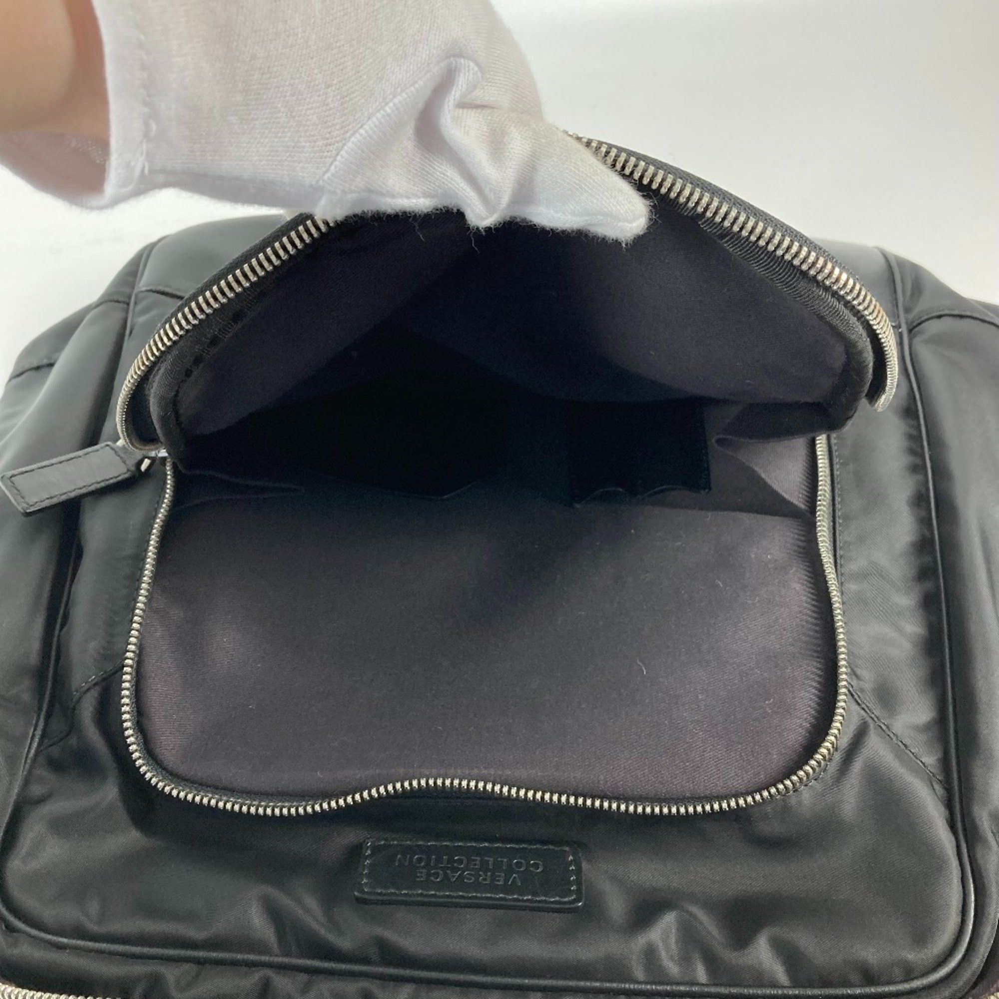 Versace Versace Backpack Bag Handbag Rucksack Nylon Leather Men's Black Size ONE SIZE - 14 Thumbnail