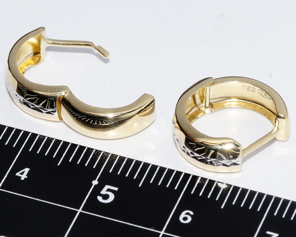Other Other K18YG K18WG Hoop Earrings Metal Earrings ps203 in Pristine Condition Size ONE SIZE - 3 Thumbnail
