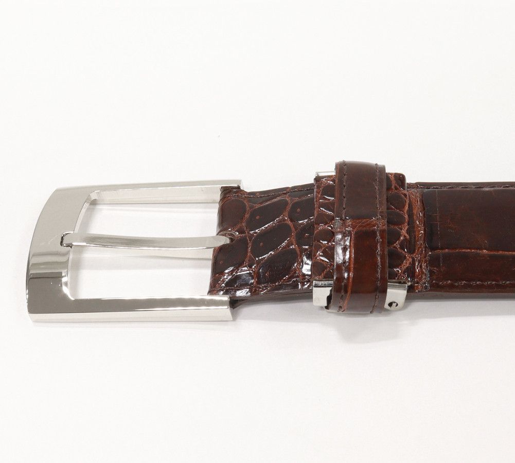 Other Other Men's Crocodile Leather Belt Brown Leather Belt 2402273 in Pristine Condition Size ONE SIZE - 4 Thumbnail