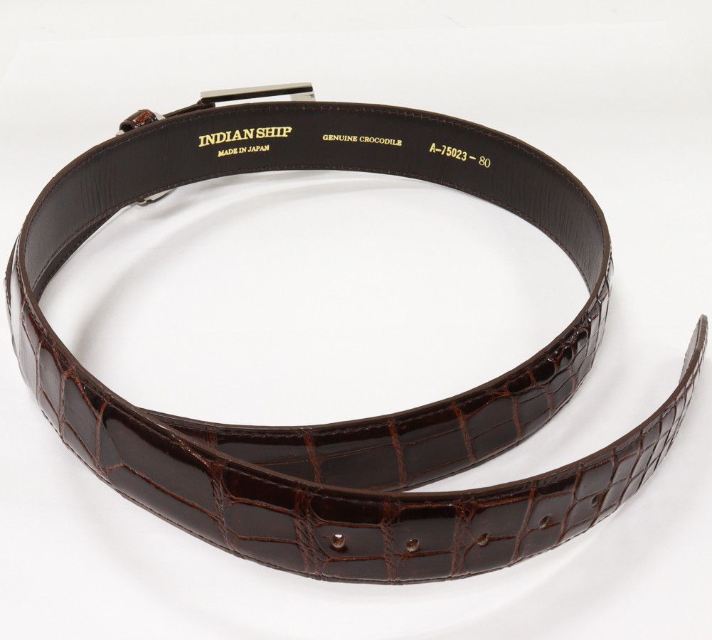 Other Other Men's Crocodile Leather Belt Brown Leather Belt 2402273 in Pristine Condition Size ONE SIZE - 2 Thumbnail