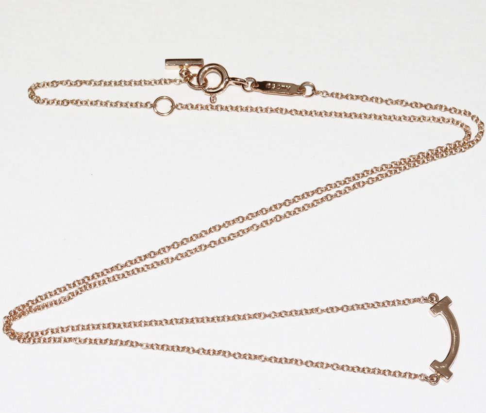 Tiffany & Co. Tiffany & Co Tiffany & Co K18PG Diamond T Smile Pendant Necklace Metal Necklace 2400947 in Great Condition Size ONE SIZE - 3 Thumbnail