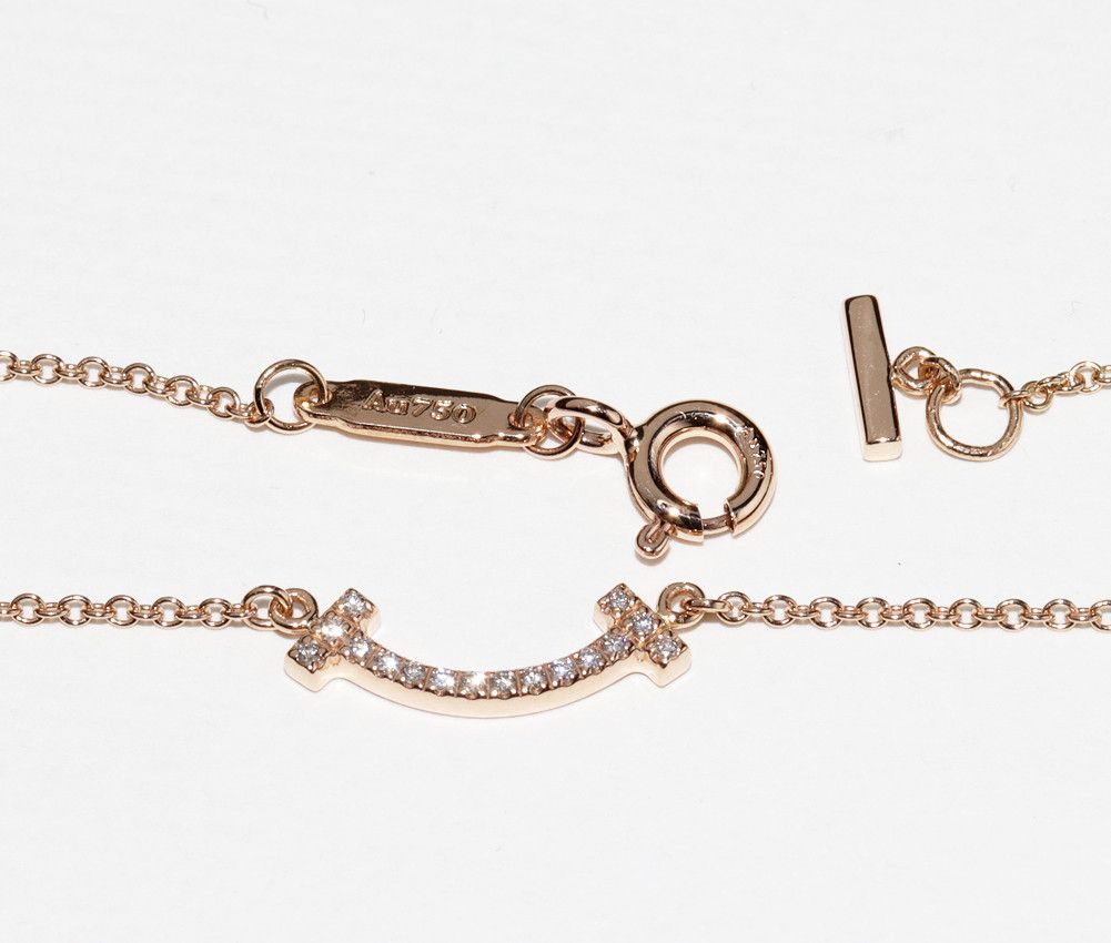 Tiffany & Co. Tiffany & Co Tiffany & Co K18PG Diamond T Smile Pendant Necklace Metal Necklace 2400947 in Great Condition Size ONE SIZE - 4 Thumbnail