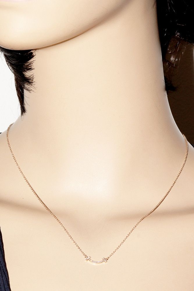 Tiffany & Co. Tiffany & Co Tiffany & Co K18PG Diamond T Smile Pendant Necklace Metal Necklace 2400947 in Great Condition Size ONE SIZE - 2 Thumbnail