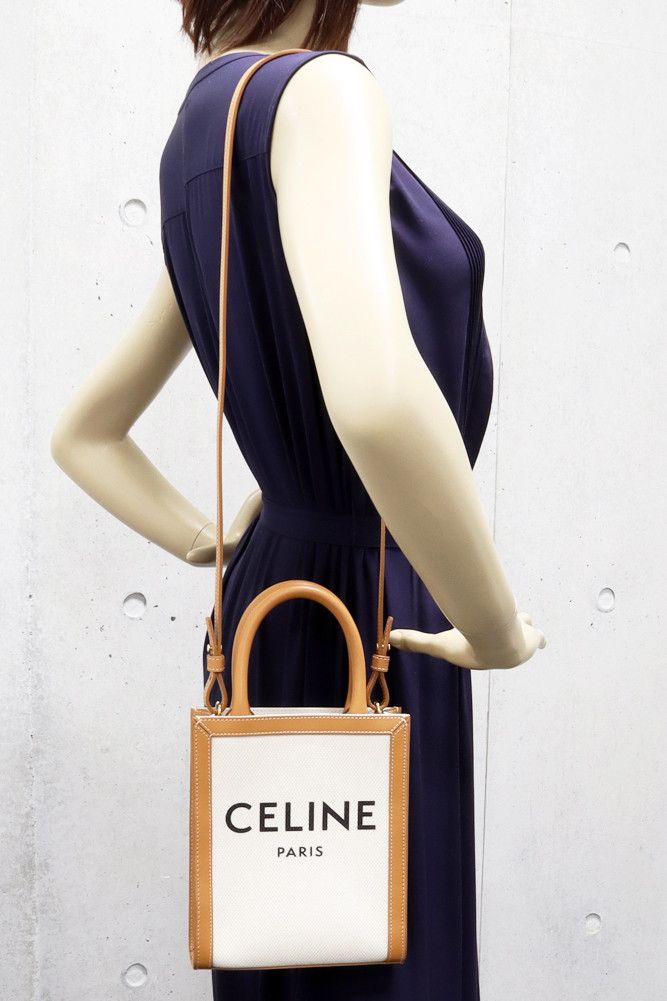 Celine Celine Celine Canvas Calfskin 2-Way Mini Vertical Cabas Tote Bag Canvas Tote Bag 193302BNZ.02NT in Pristine Condition Size ONE SIZE - 2 Thumbnail