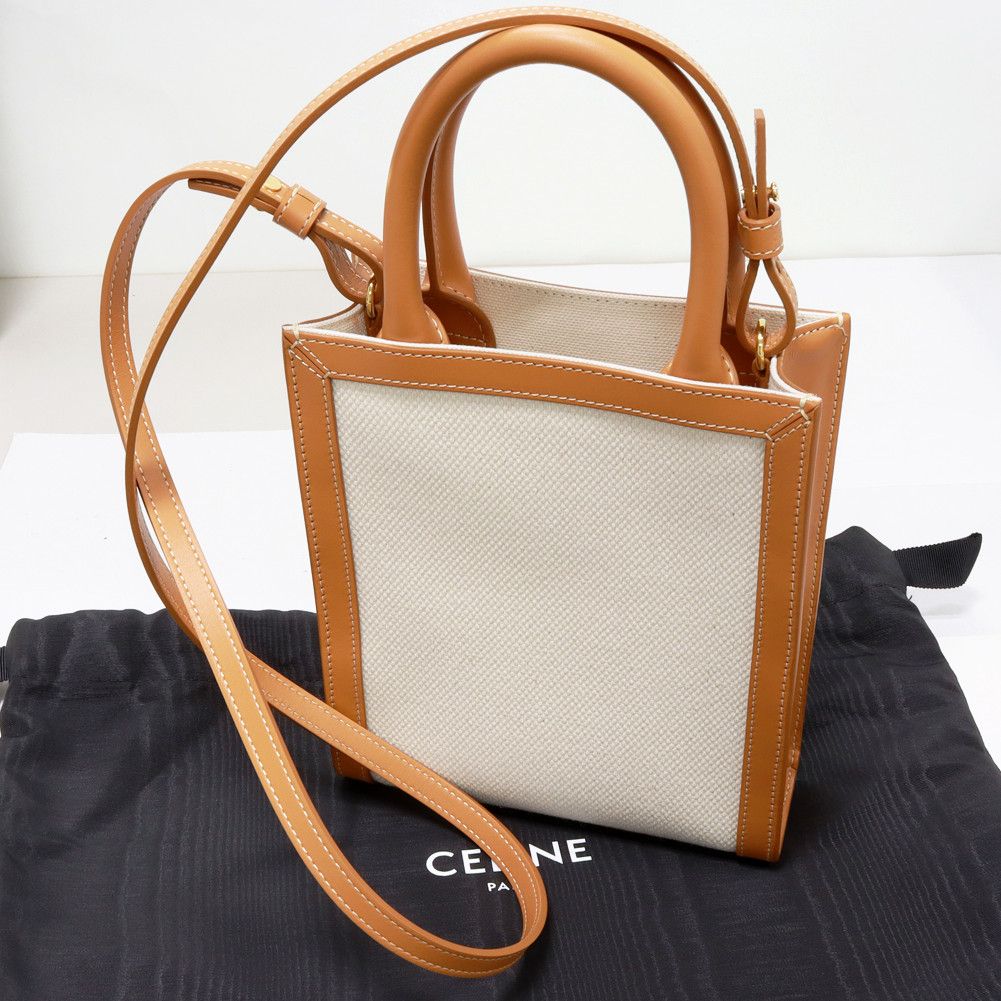 Celine Celine Celine Canvas Calfskin 2-Way Mini Vertical Cabas Tote Bag Canvas Tote Bag 193302BNZ.02NT in Pristine Condition Size ONE SIZE - 3 Thumbnail