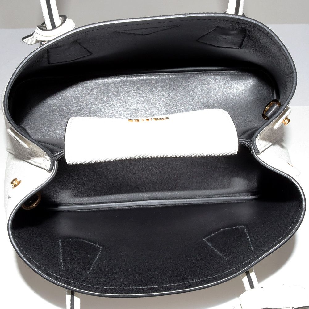 Prada Prada Prada Leather Hand Tote Shoulder Bag Mini White x Black Leather Handbag 1BG443_2DKV_F0G3Z_V_XWO in Pristine Condition Size ONE SIZE - 4 Thumbnail