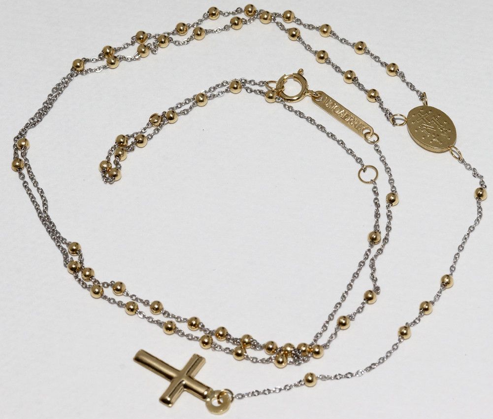 Other Other Unoaerre K18YG K18WG Maria Cross Pendant Necklace Metal Necklace in Pristine Condition Size ONE SIZE - 3 Thumbnail