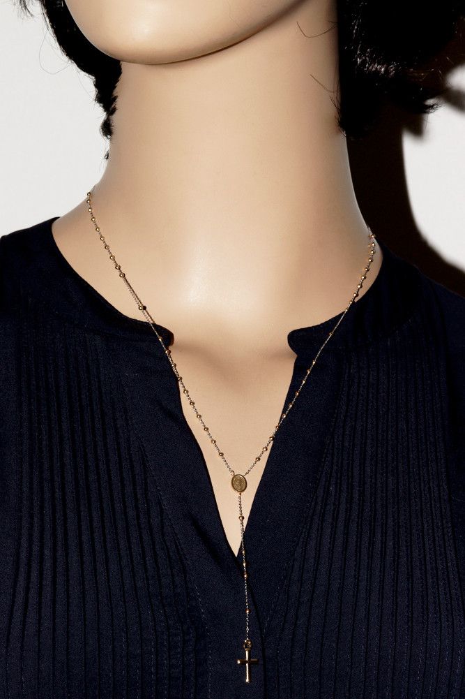 Other Other Unoaerre K18YG K18WG Maria Cross Pendant Necklace Metal Necklace in Pristine Condition Size ONE SIZE - 2 Thumbnail