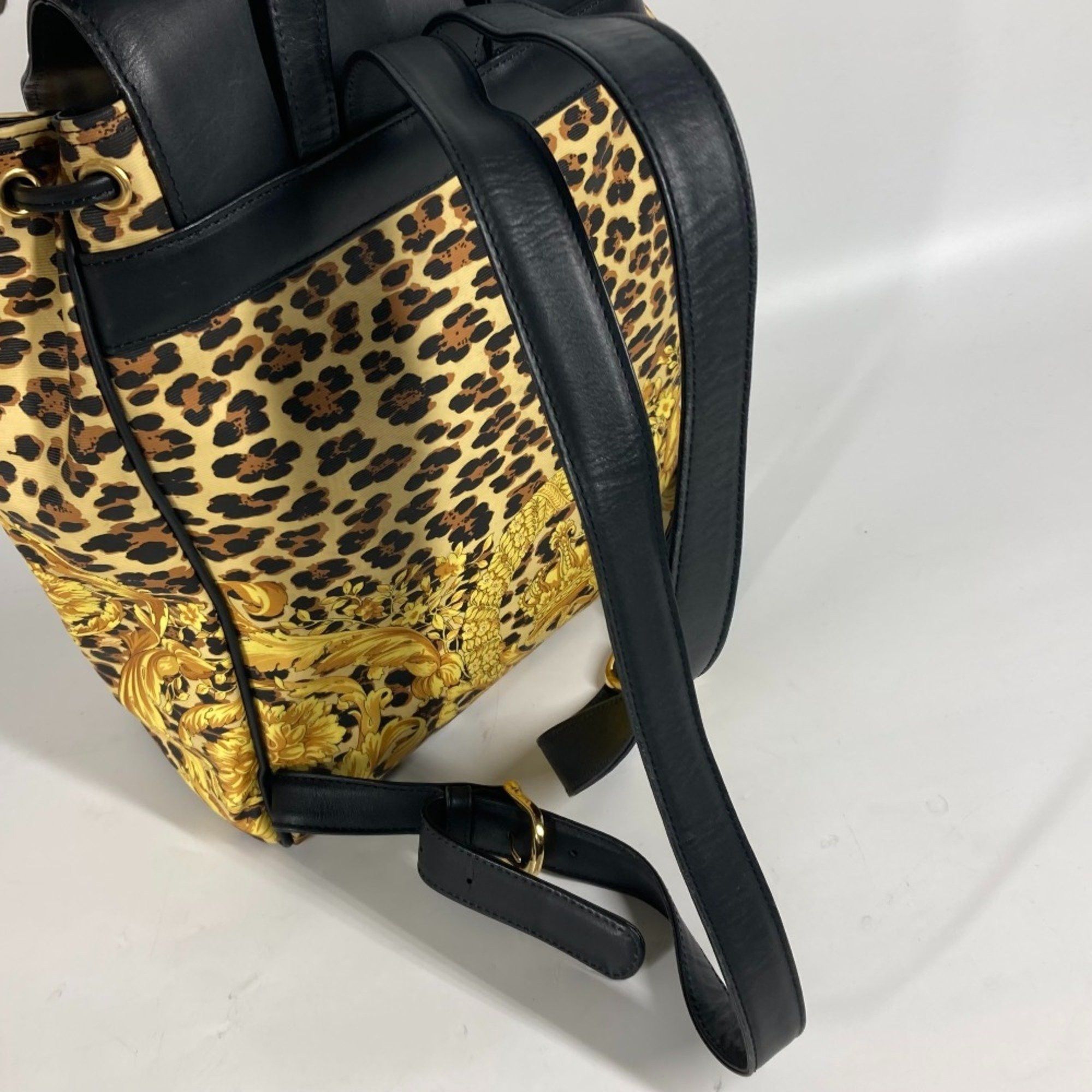 Versace VERSACE Leopard print backpack, leather, women's, yellow Size ONE SIZE - 10 Thumbnail