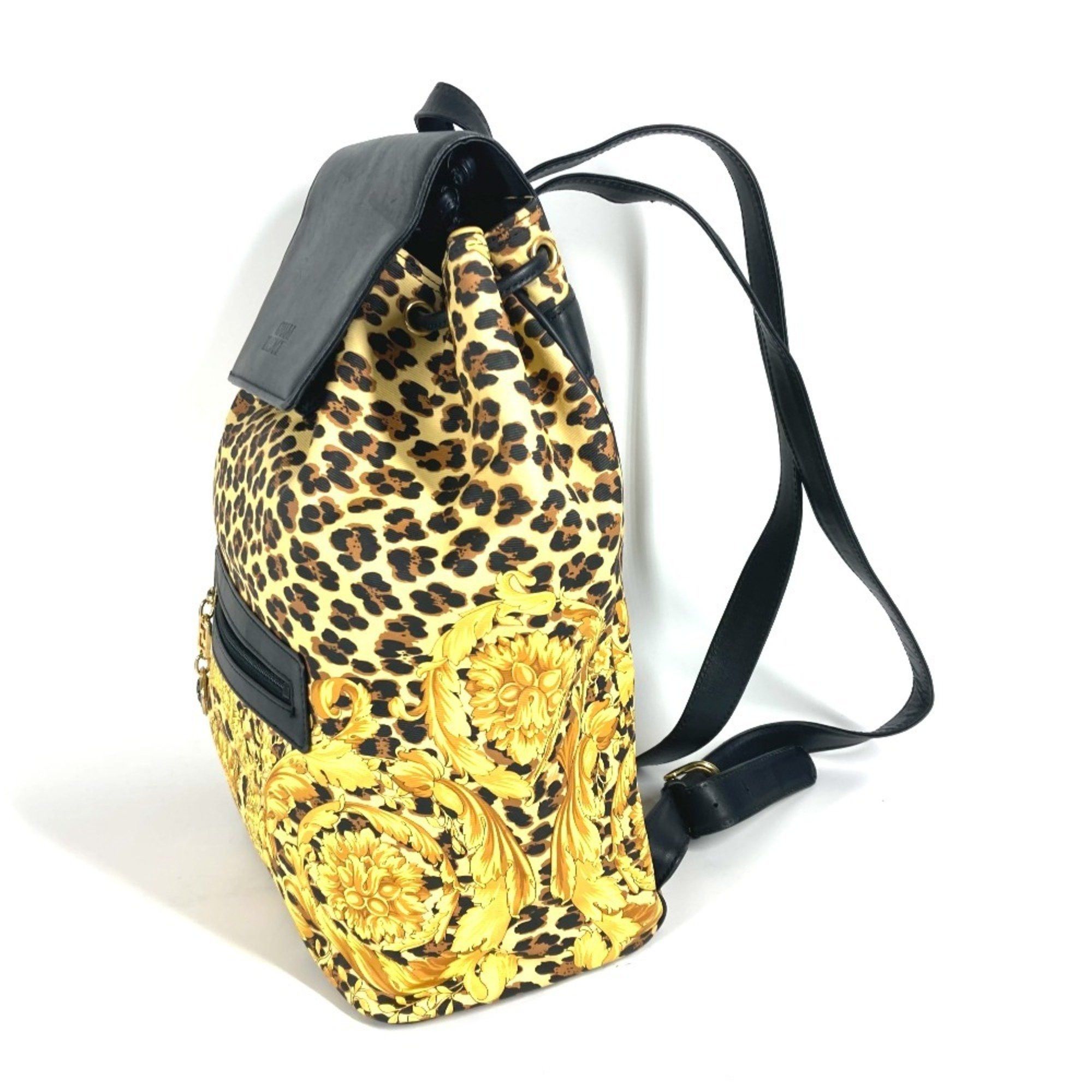 Versace VERSACE Leopard print backpack, leather, women's, yellow Size ONE SIZE - 4 Thumbnail