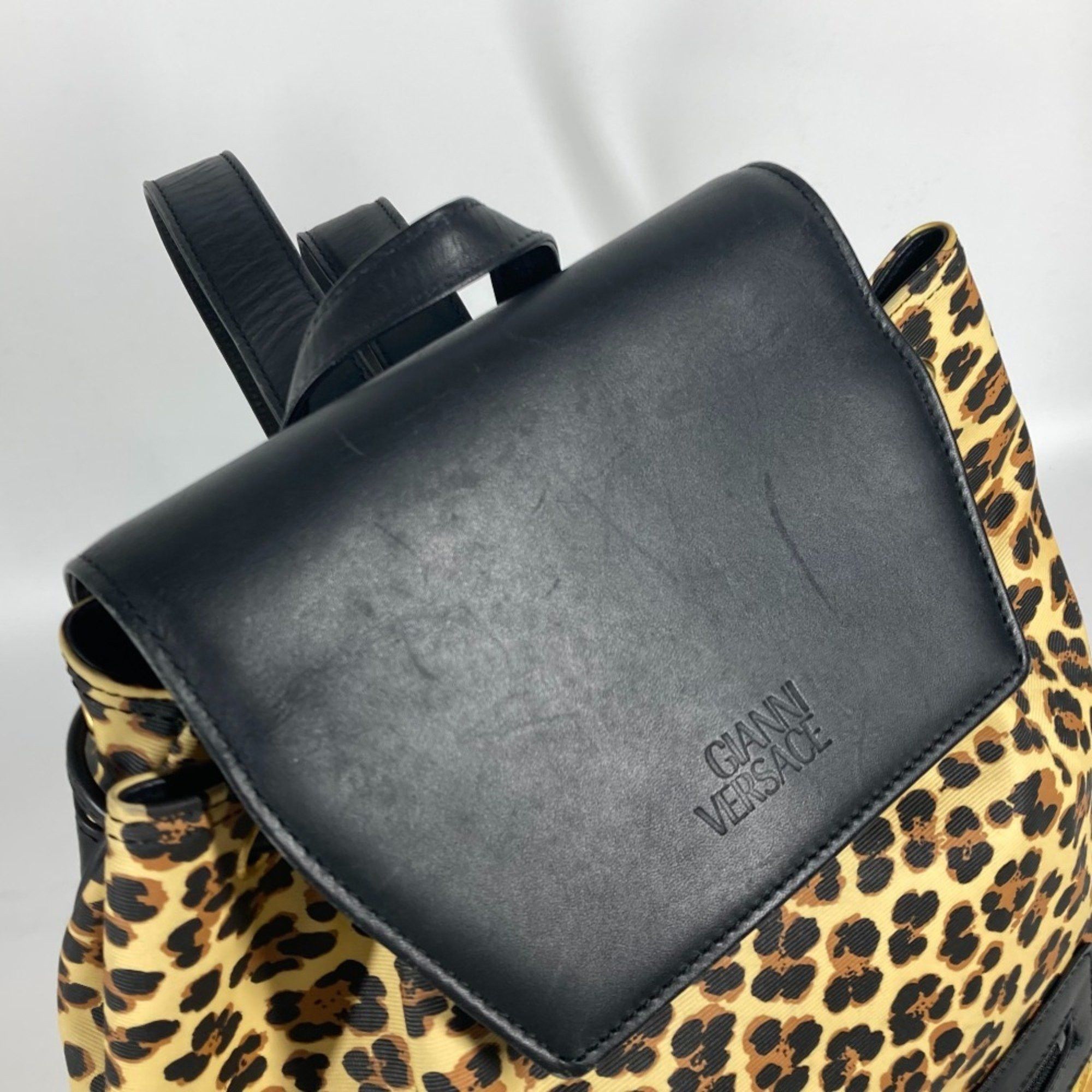 Versace VERSACE Leopard print backpack, leather, women's, yellow Size ONE SIZE - 9 Thumbnail