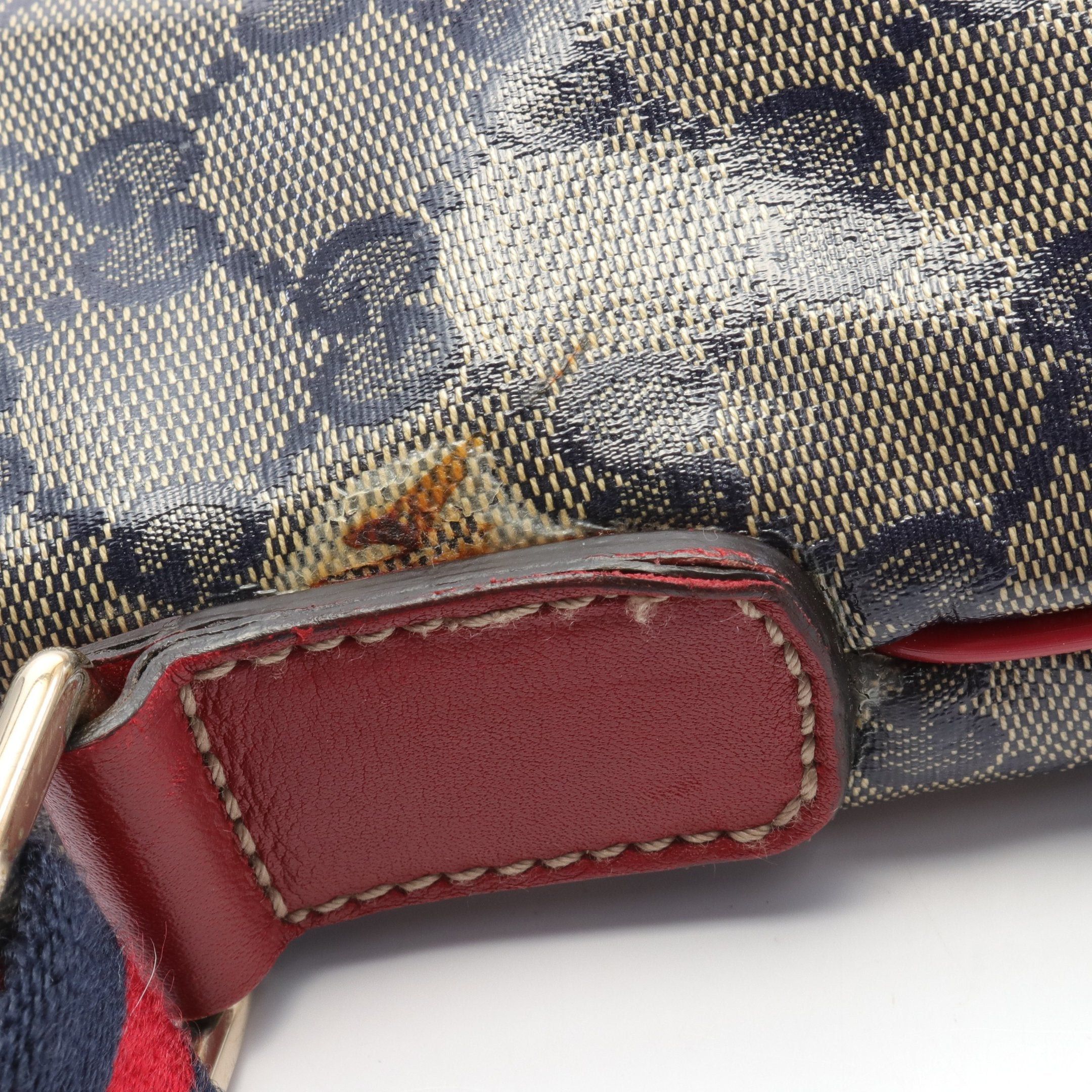 Gucci Gucci Sherry Line Gg Crystal Shoulder Bag Coated Canvas Leather Beige Navy Multicolor Size ONE SIZE - 5 Thumbnail