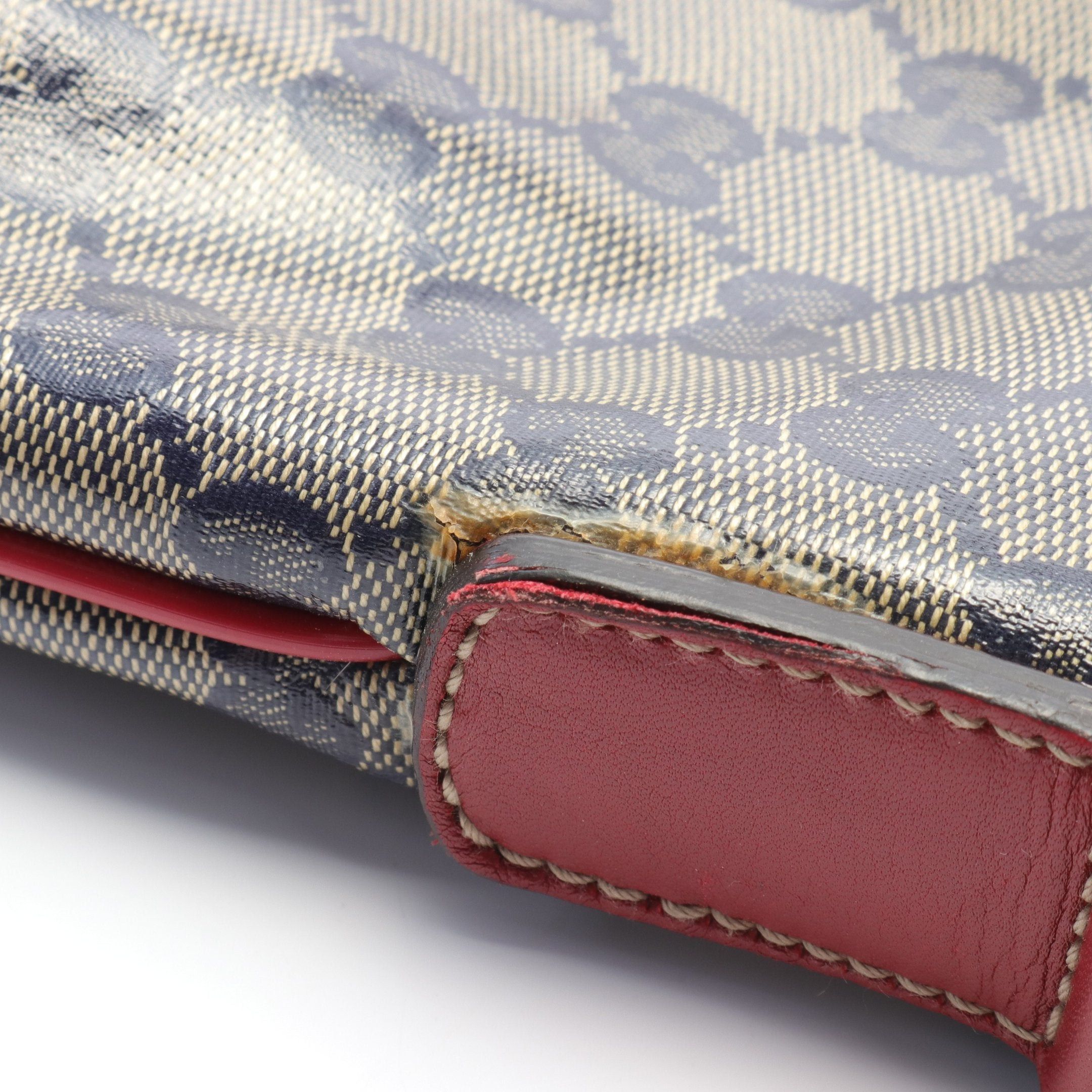 Gucci Gucci Sherry Line Gg Crystal Shoulder Bag Coated Canvas Leather Beige Navy Multicolor Size ONE SIZE - 6 Thumbnail