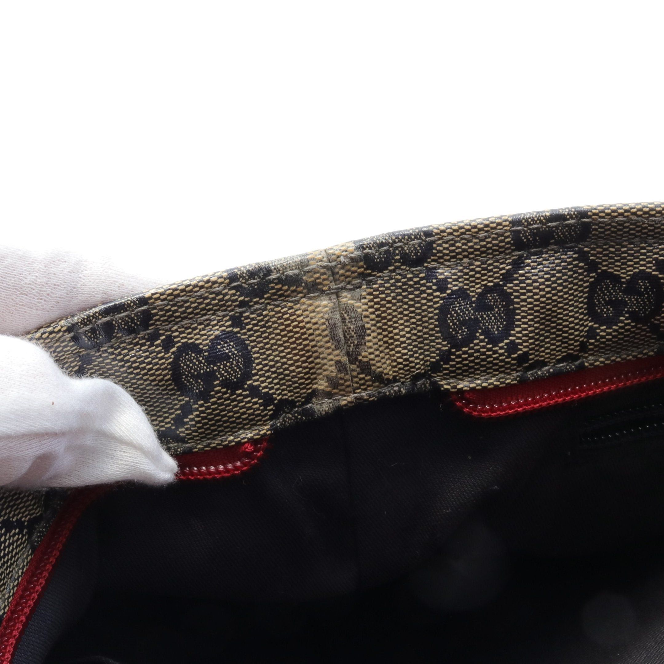 Gucci Gucci Sherry Line Gg Crystal Shoulder Bag Coated Canvas Leather Beige Navy Multicolor Size ONE SIZE - 8 Thumbnail