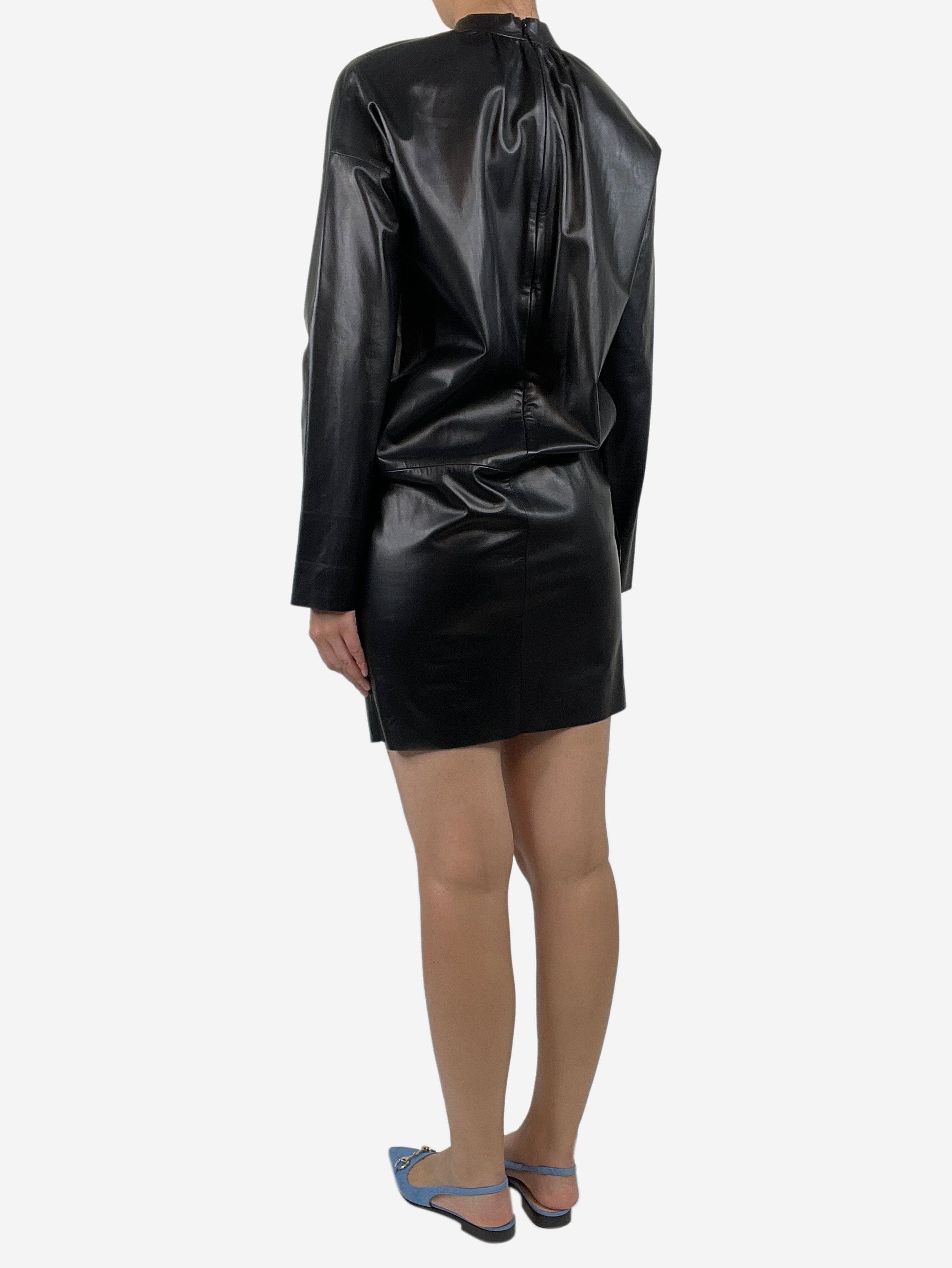 Celine Black leather mini dress size UK 8 Grailed